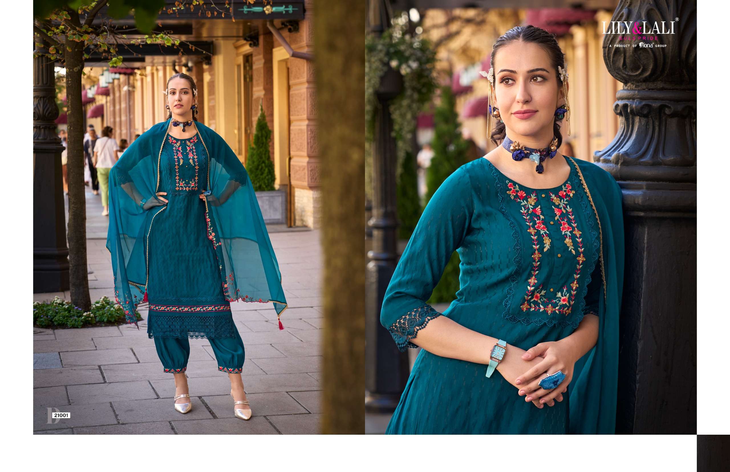 LILY AND LALI MEHWISH SILK JACQUARD READY MADE SUIT