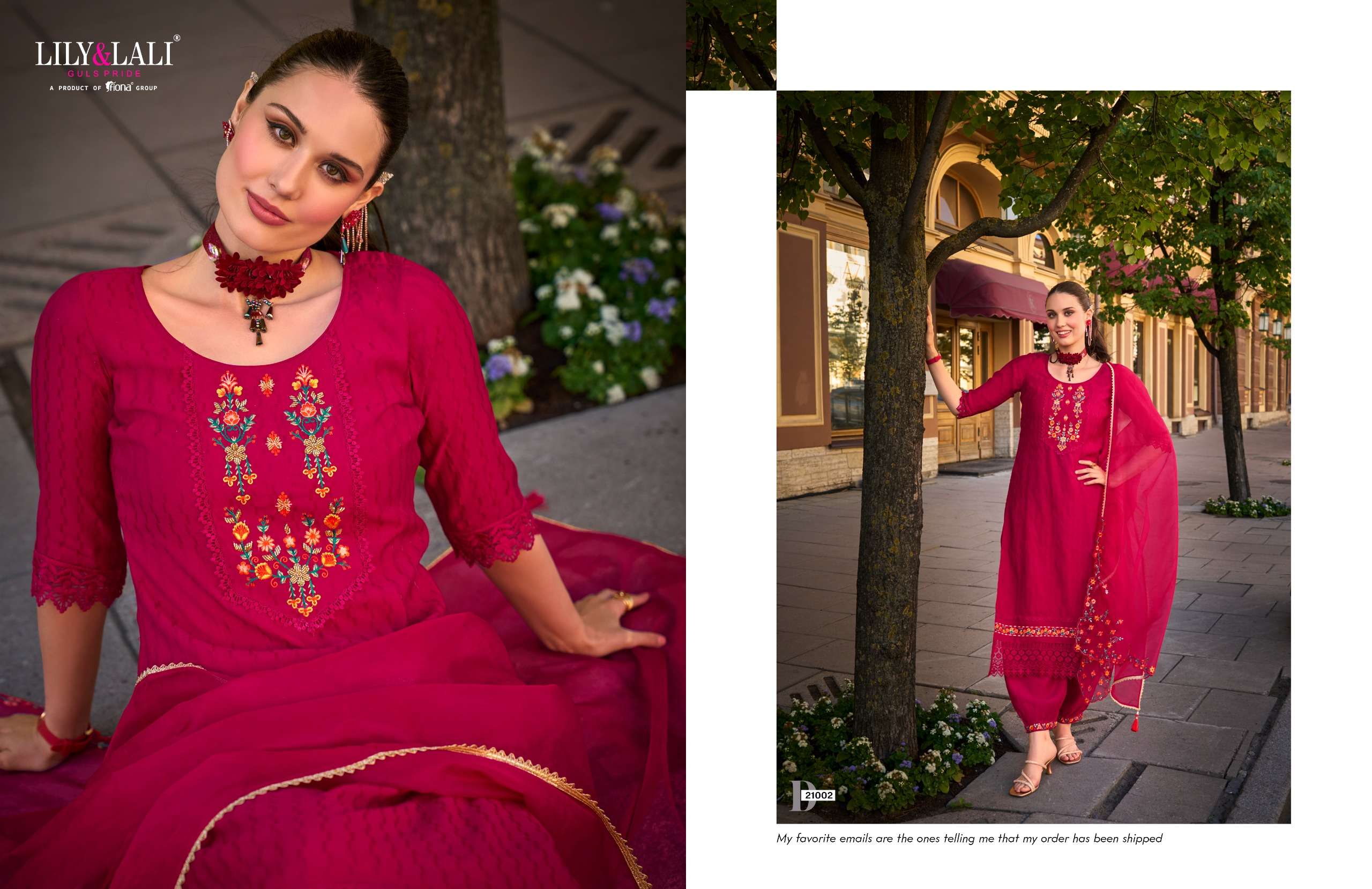 LILY AND LALI MEHWISH SILK JACQUARD READY MADE SUIT