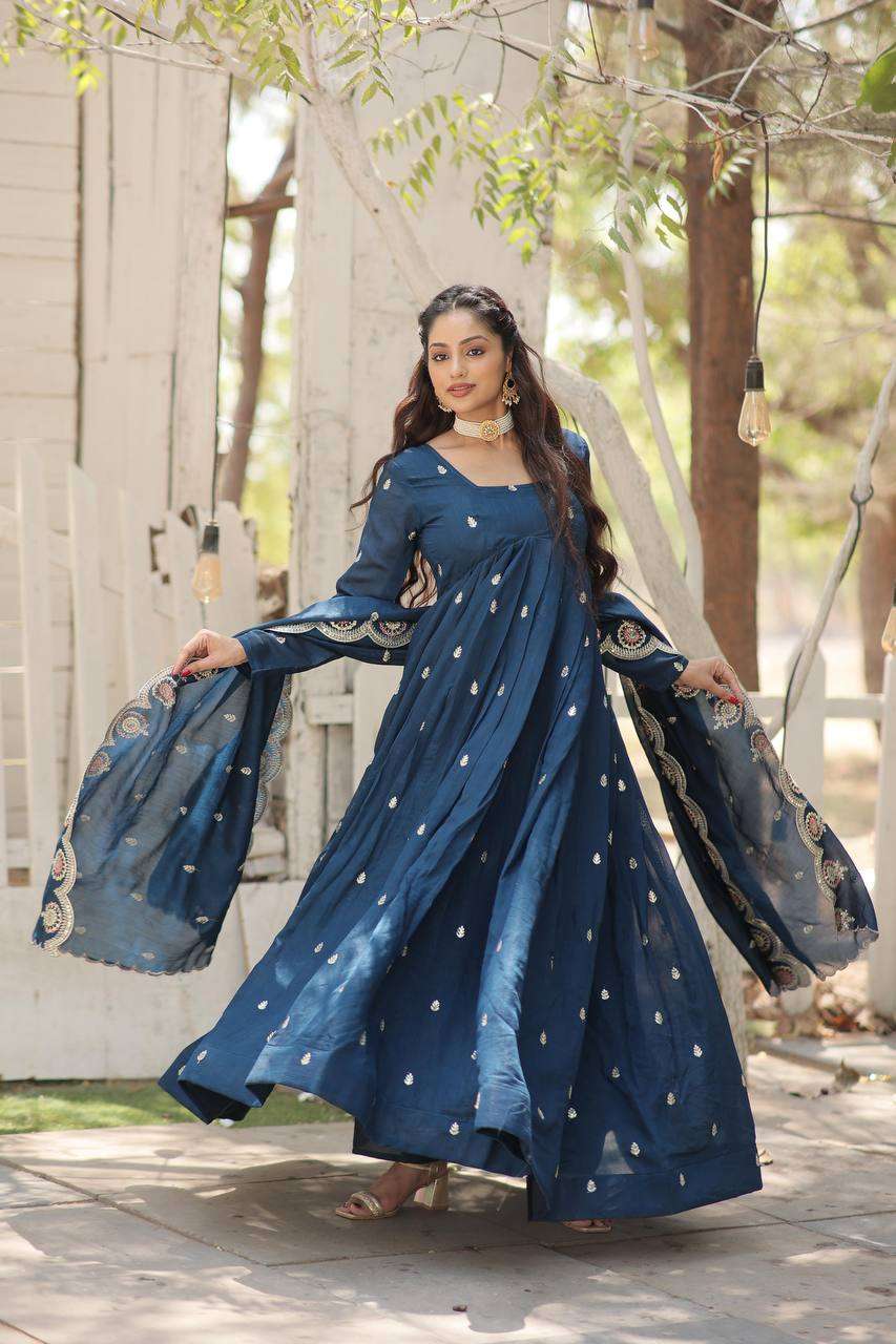 LW 9185 EMBROIDERY GOWN WITH DUPATTA COLLECTION 
