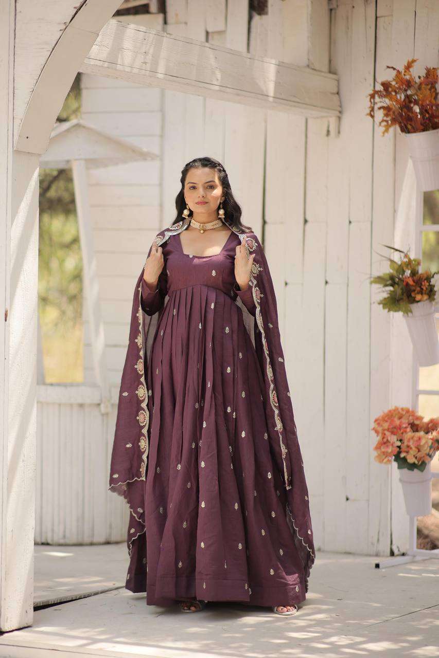 LW 9185 EMBROIDERY GOWN WITH DUPATTA COLLECTION 