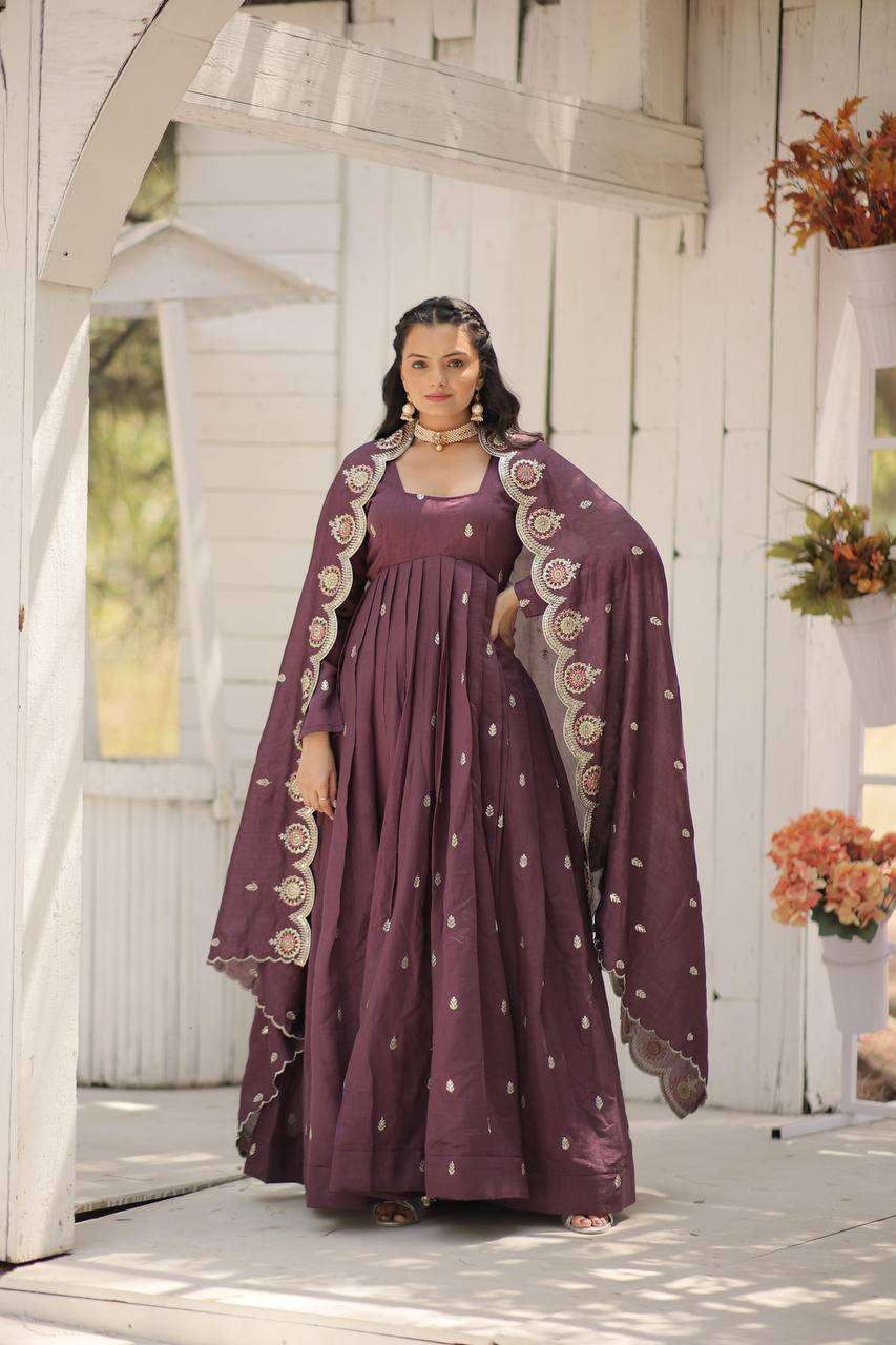 LW 9185 EMBROIDERY GOWN WITH DUPATTA COLLECTION 