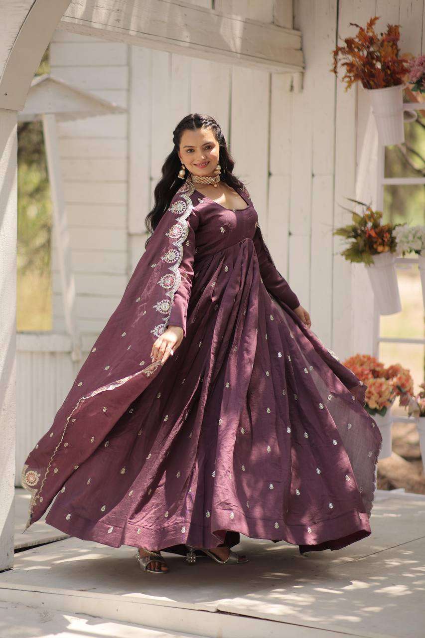 LW 9185 EMBROIDERY GOWN WITH DUPATTA COLLECTION 