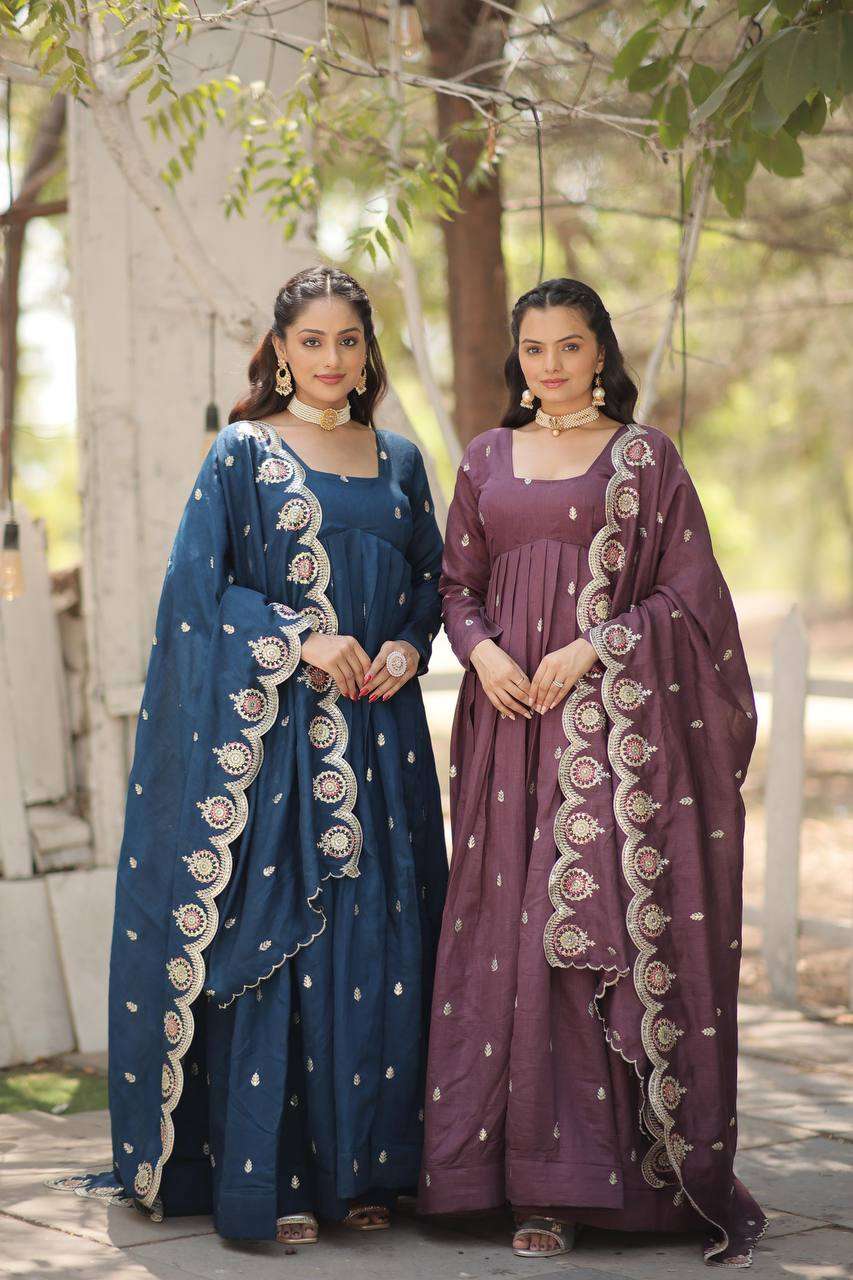 LW 9185 EMBROIDERY GOWN WITH DUPATTA COLLECTION 