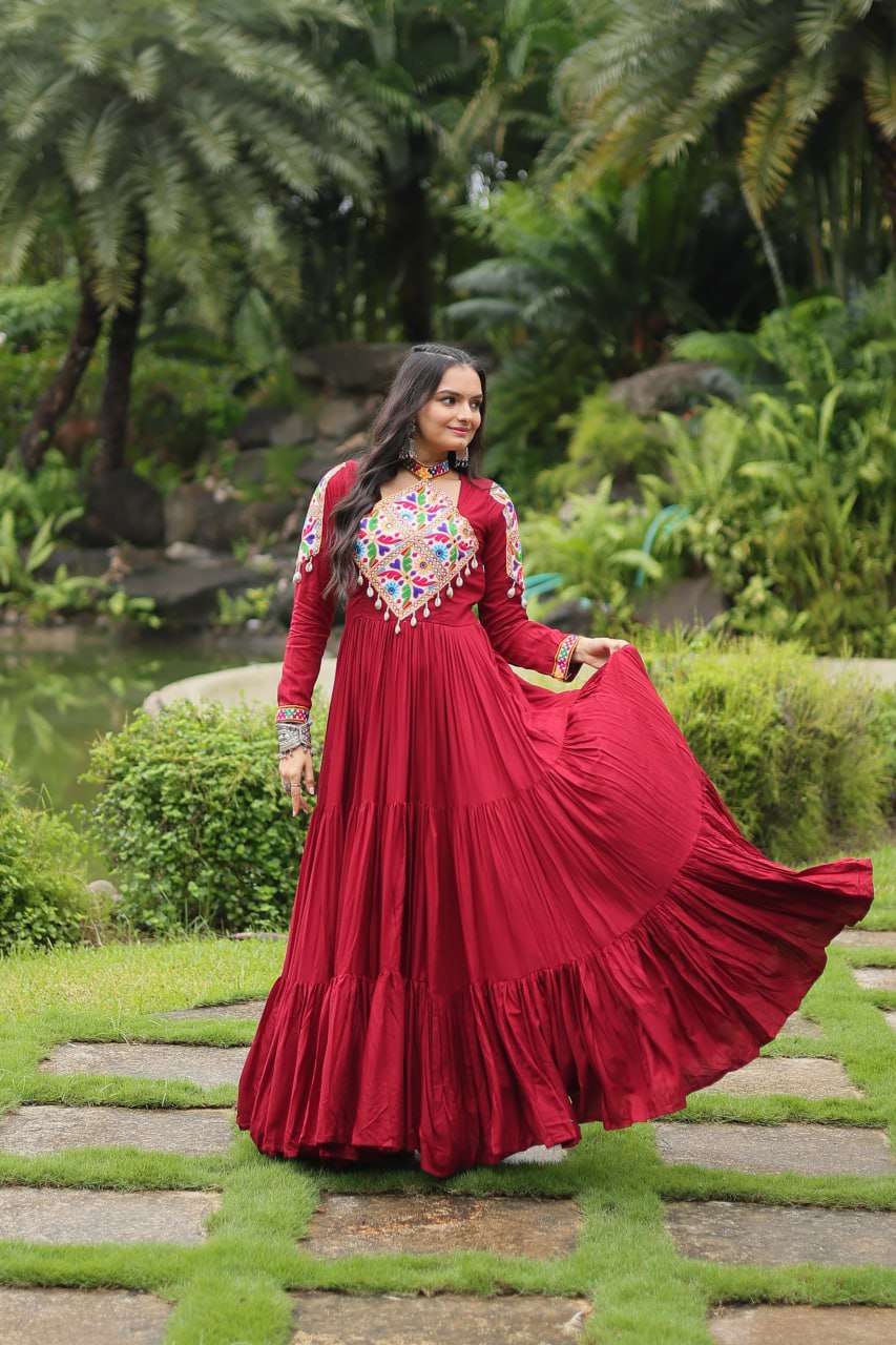 LW 9197 FANCY WORK LONG ANARKALI GOWN