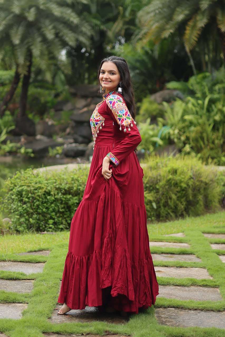 LW 9197 FANCY WORK LONG ANARKALI GOWN
