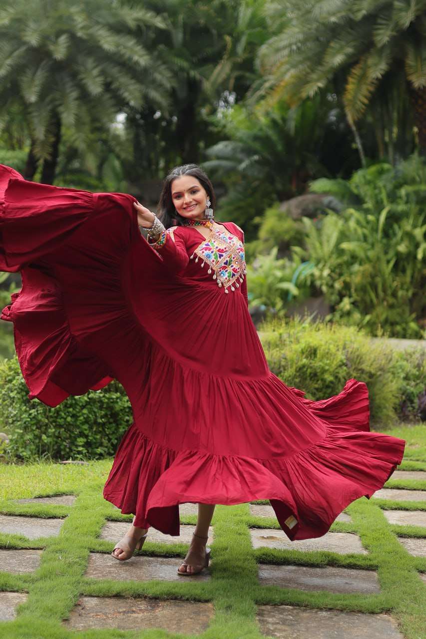 LW 9197 FANCY WORK LONG ANARKALI GOWN
