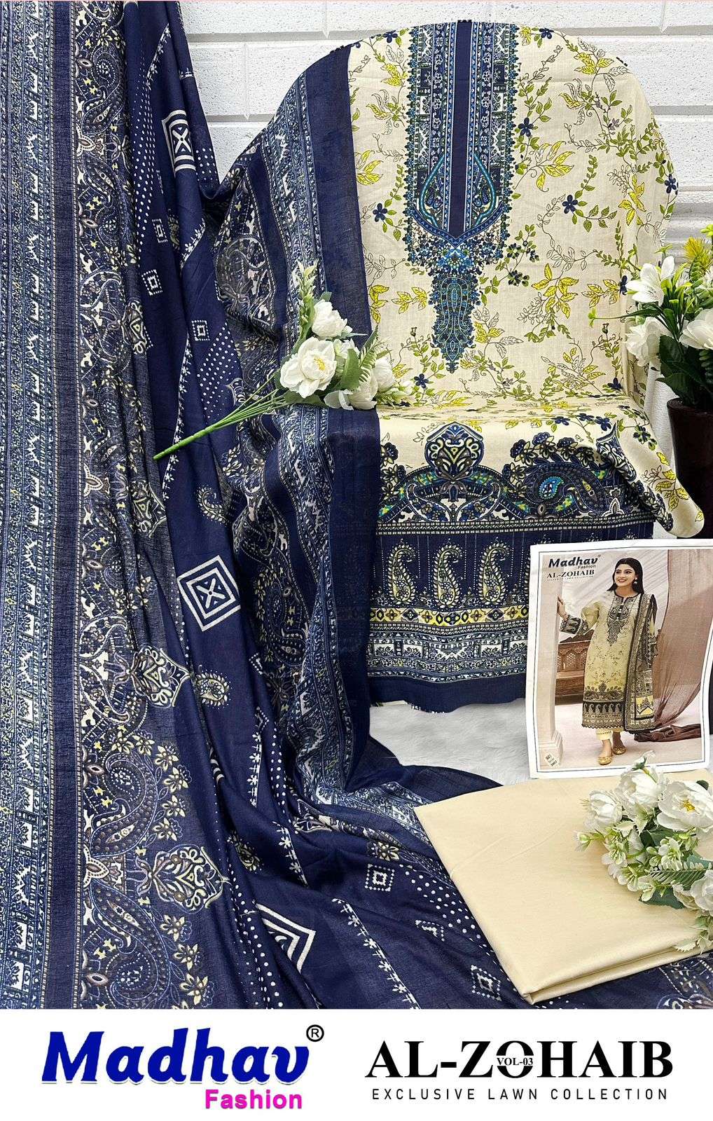 MADHAV FASHION AL ZOHAIB VOL 3 LAWN COTTON DIGITAL PRINT SUIT