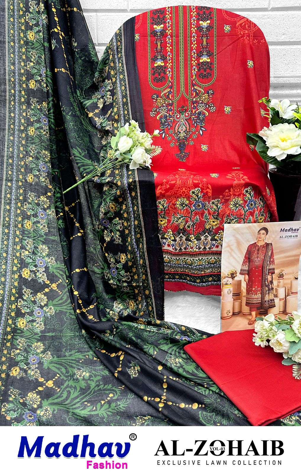 MADHAV FASHION AL ZOHAIB VOL 3 LAWN COTTON DIGITAL PRINT SUIT