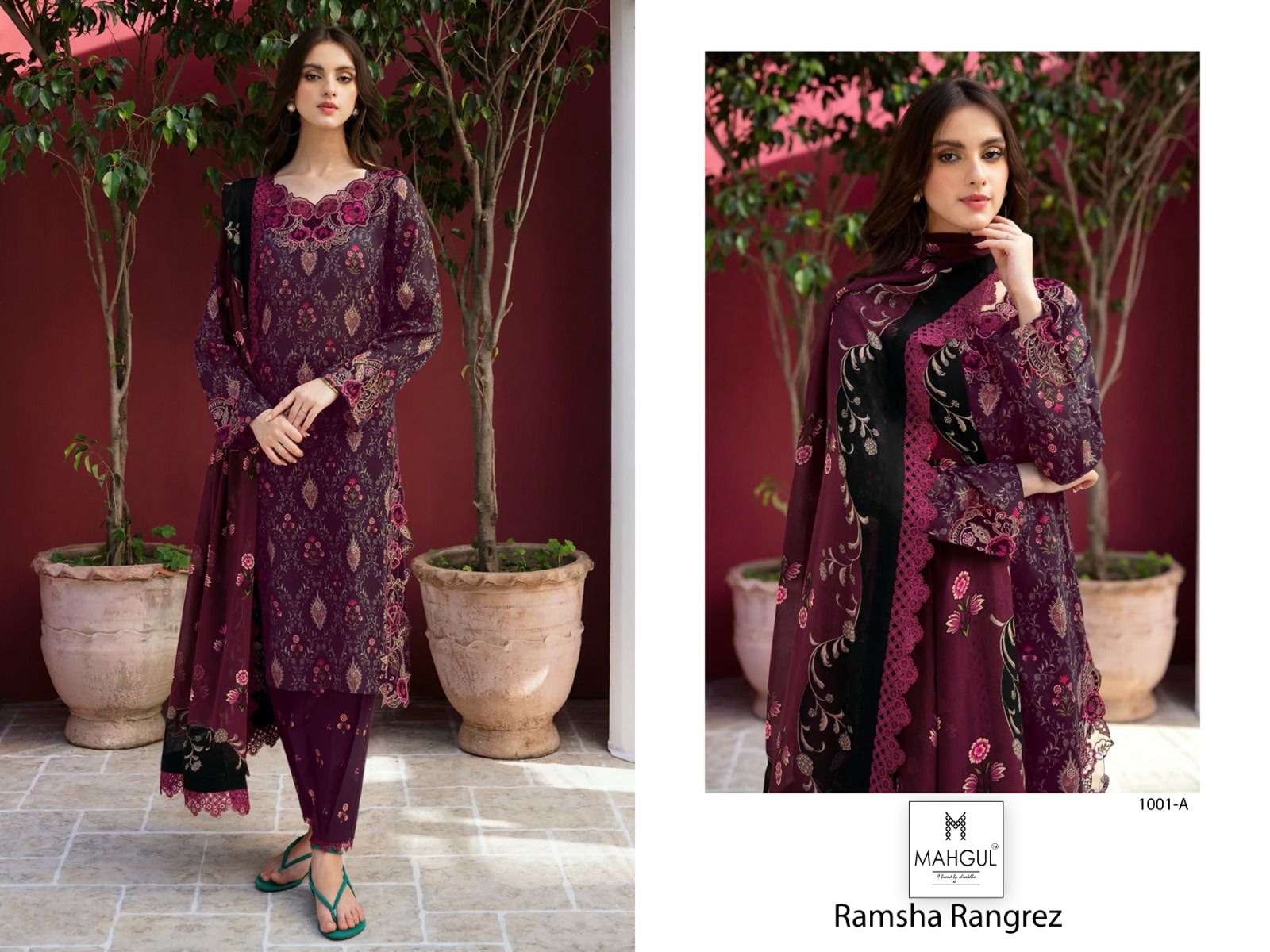MAHGUL SUITS RAMSHA RUNGREZ COTTON PATCH EMBROIDERY SUIT