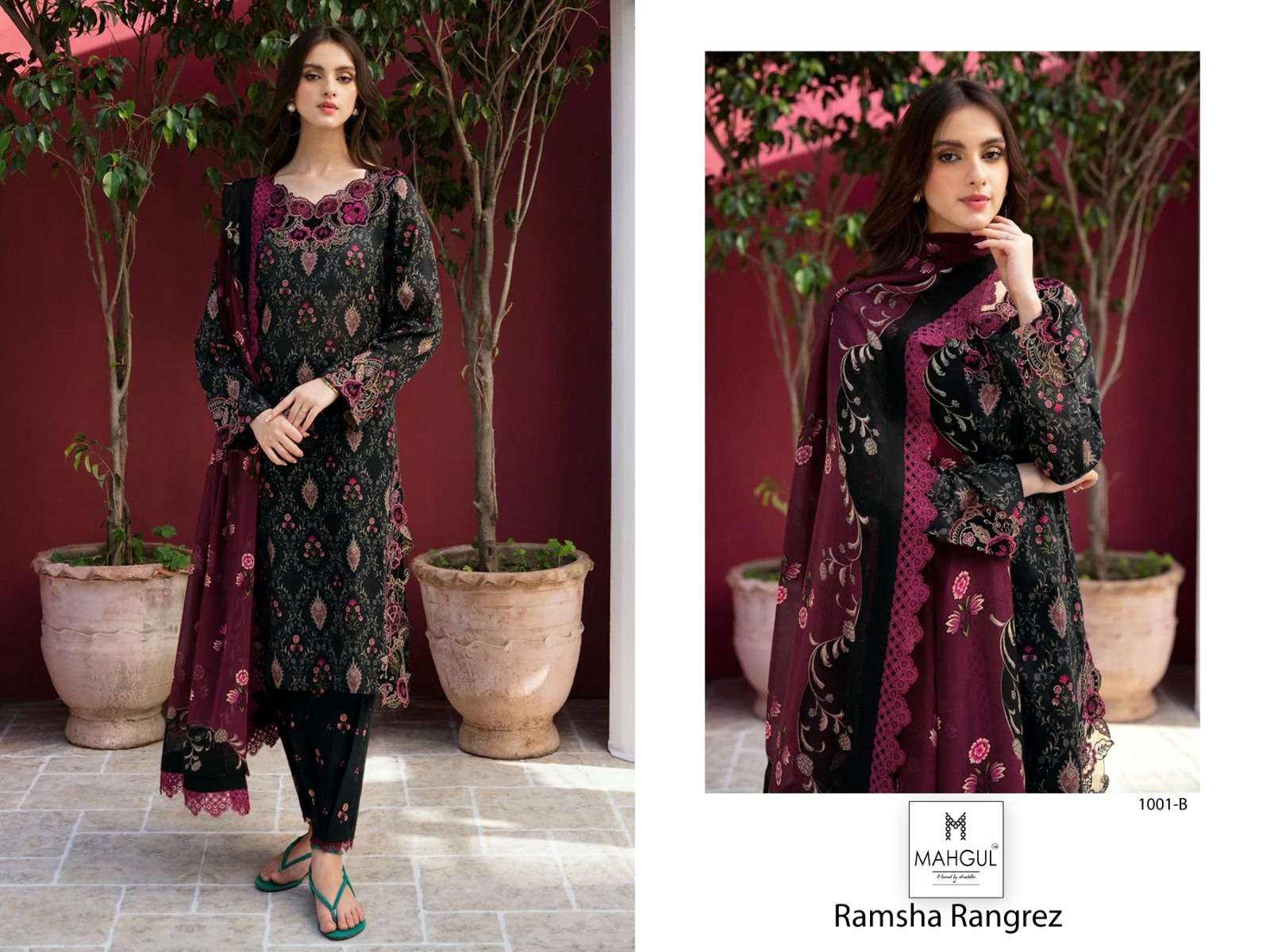 MAHGUL SUITS RAMSHA RUNGREZ COTTON PATCH EMBROIDERY SUIT