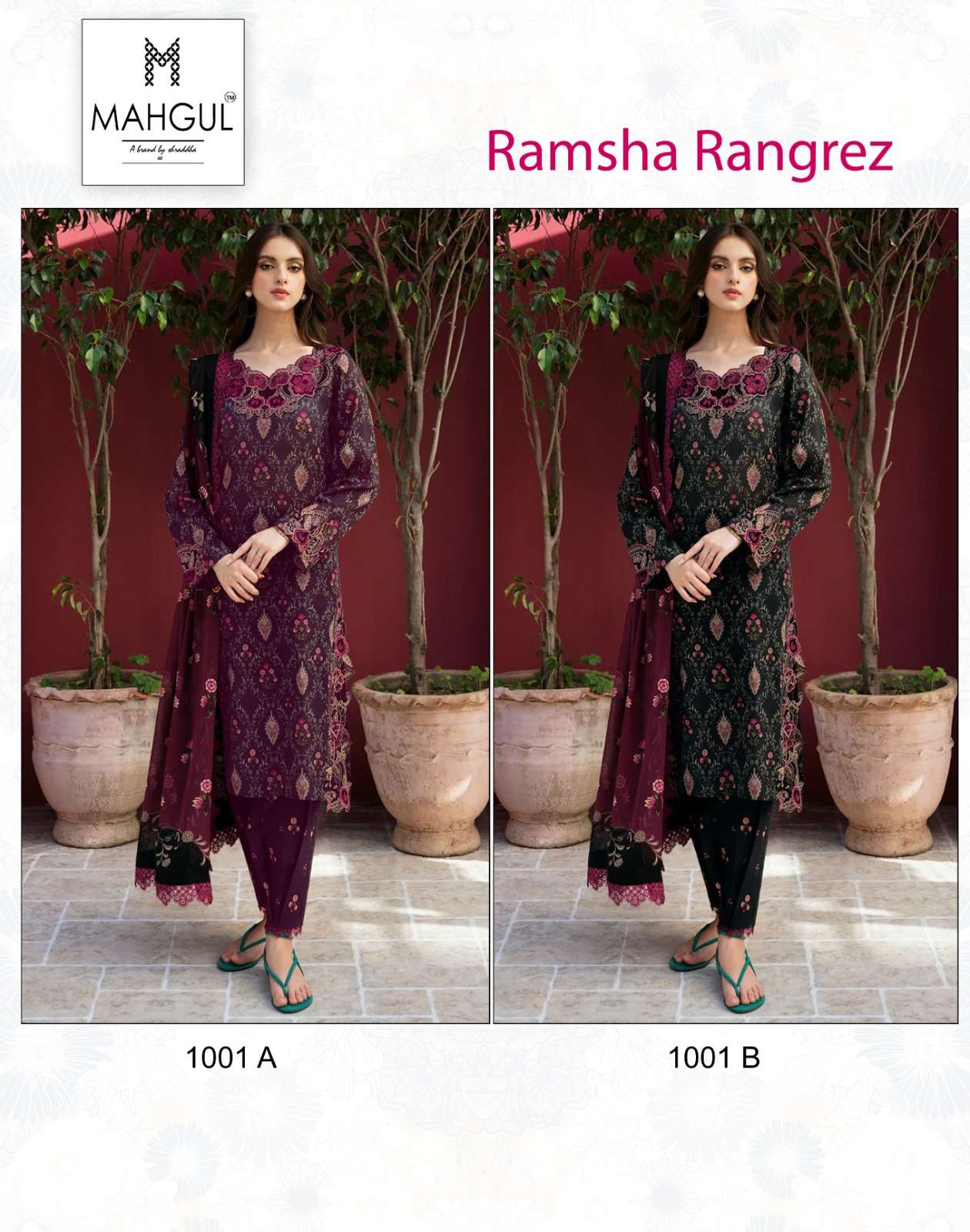 MAHGUL SUITS RAMSHA RUNGREZ COTTON PATCH EMBROIDERY SUIT
