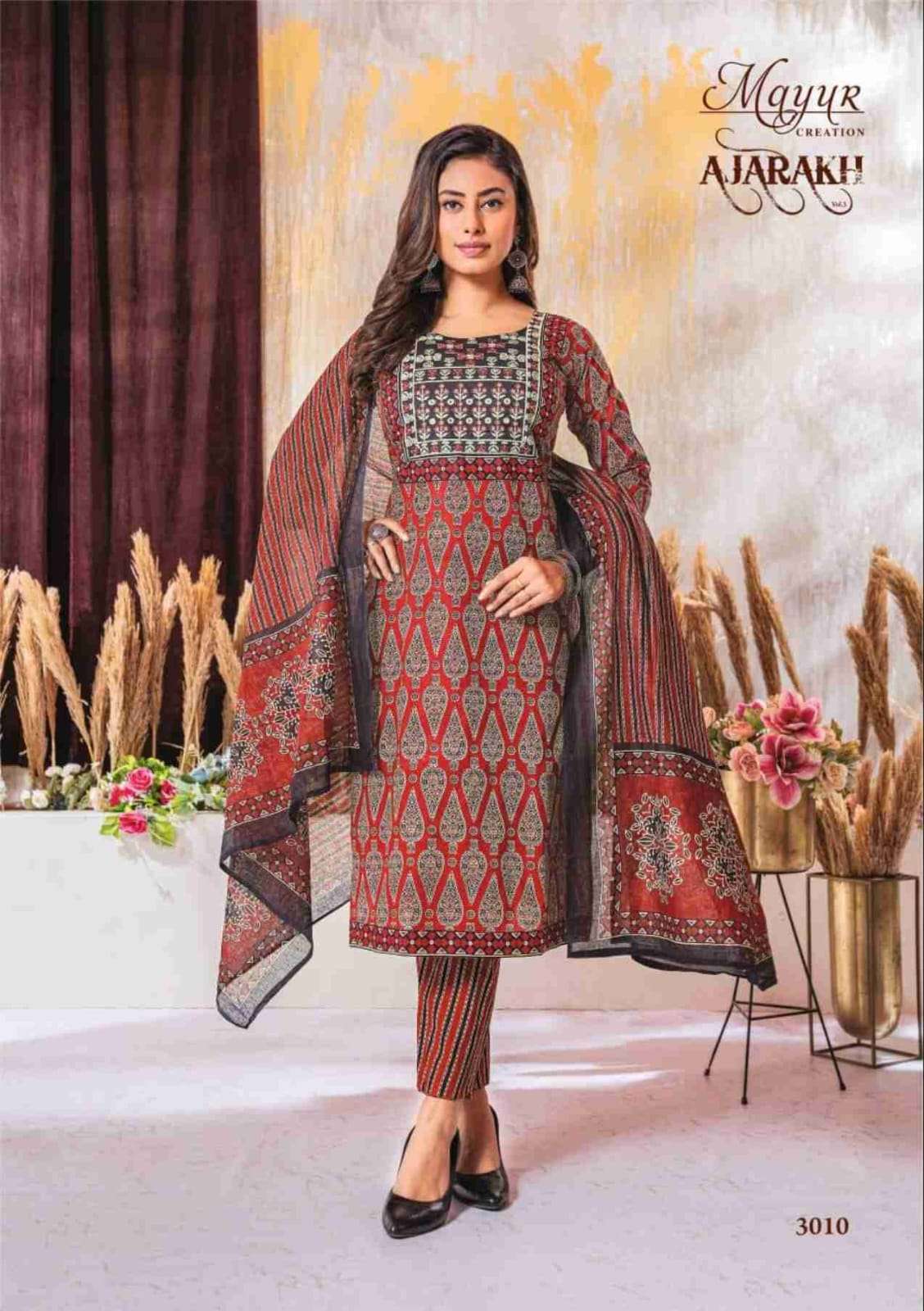 MAYUR CREATION AJARAKH VOL 3 COTTON PRINT KURTI COMBO SET 