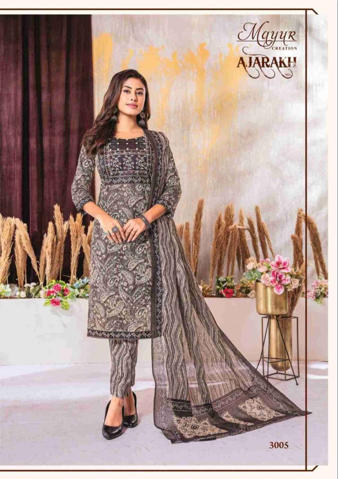 MAYUR CREATION AJARAKH VOL 3 COTTON PRINT KURTI COMBO SET 