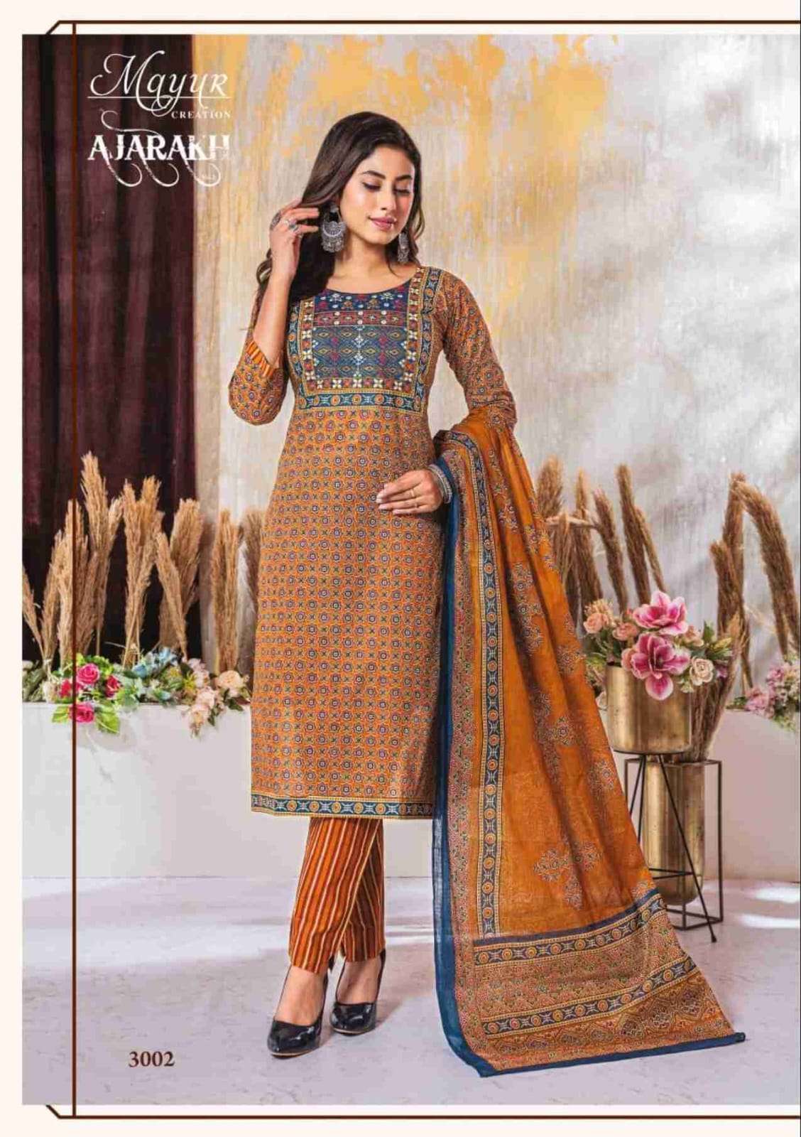 MAYUR CREATION AJARAKH VOL 3 COTTON PRINT KURTI COMBO SET 