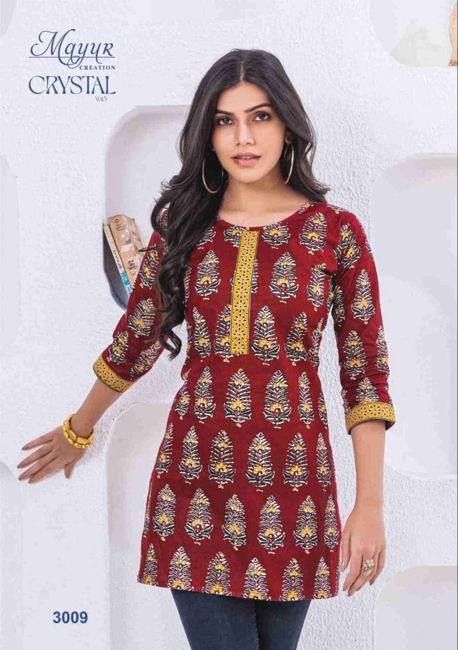  MAYUR CREATION CRYSTAL VOL 3 COTTON PRINTED SHORT KURTI