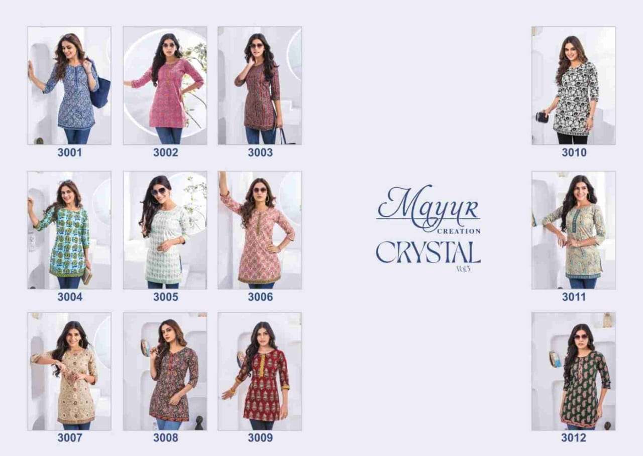  MAYUR CREATION CRYSTAL VOL 3 COTTON PRINTED SHORT KURTI
