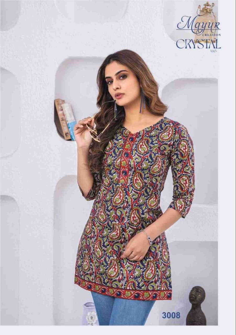  MAYUR CREATION CRYSTAL VOL 3 COTTON PRINTED SHORT KURTI