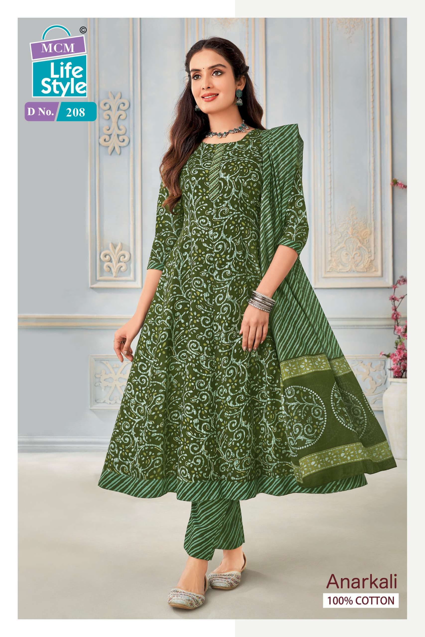 MCM LIFESTYLE ANARKALI VOL 2 COTTON PRINT KURTI COMBO SET 