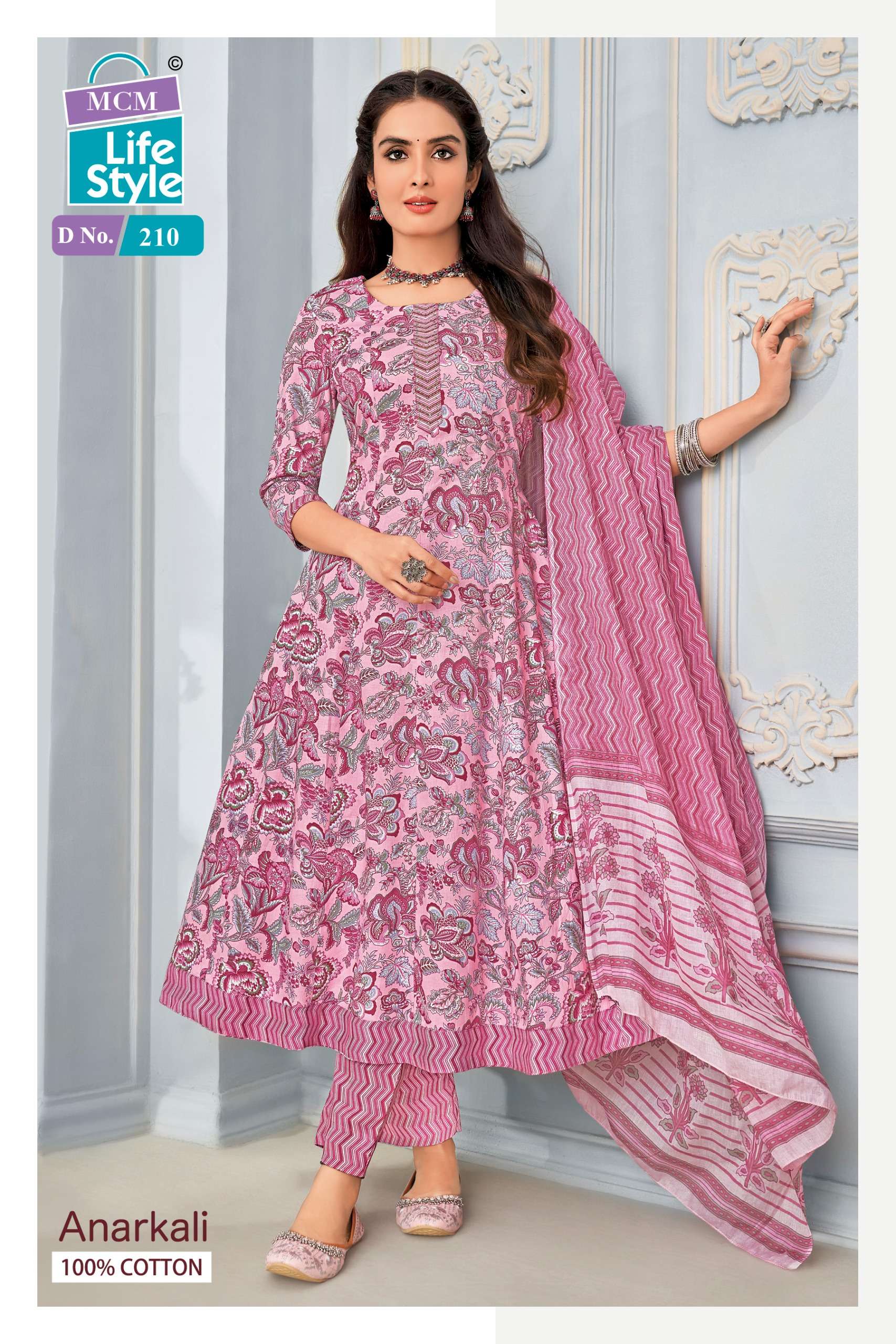 MCM LIFESTYLE ANARKALI VOL 2 COTTON PRINT KURTI COMBO SET 