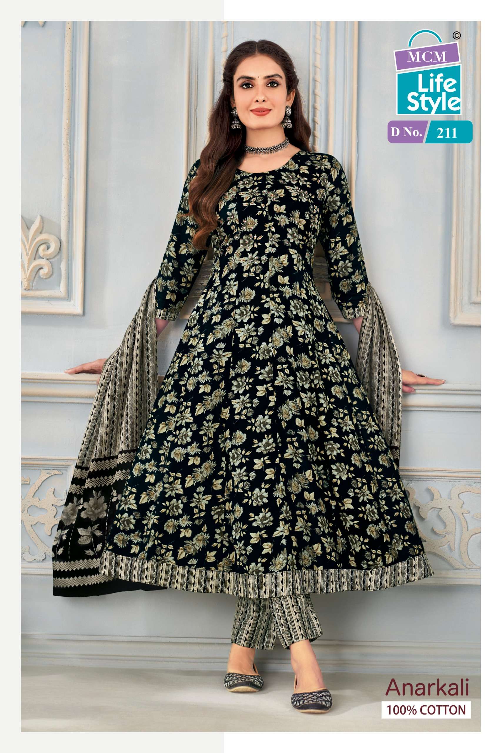 MCM LIFESTYLE ANARKALI VOL 2 COTTON PRINT KURTI COMBO SET 