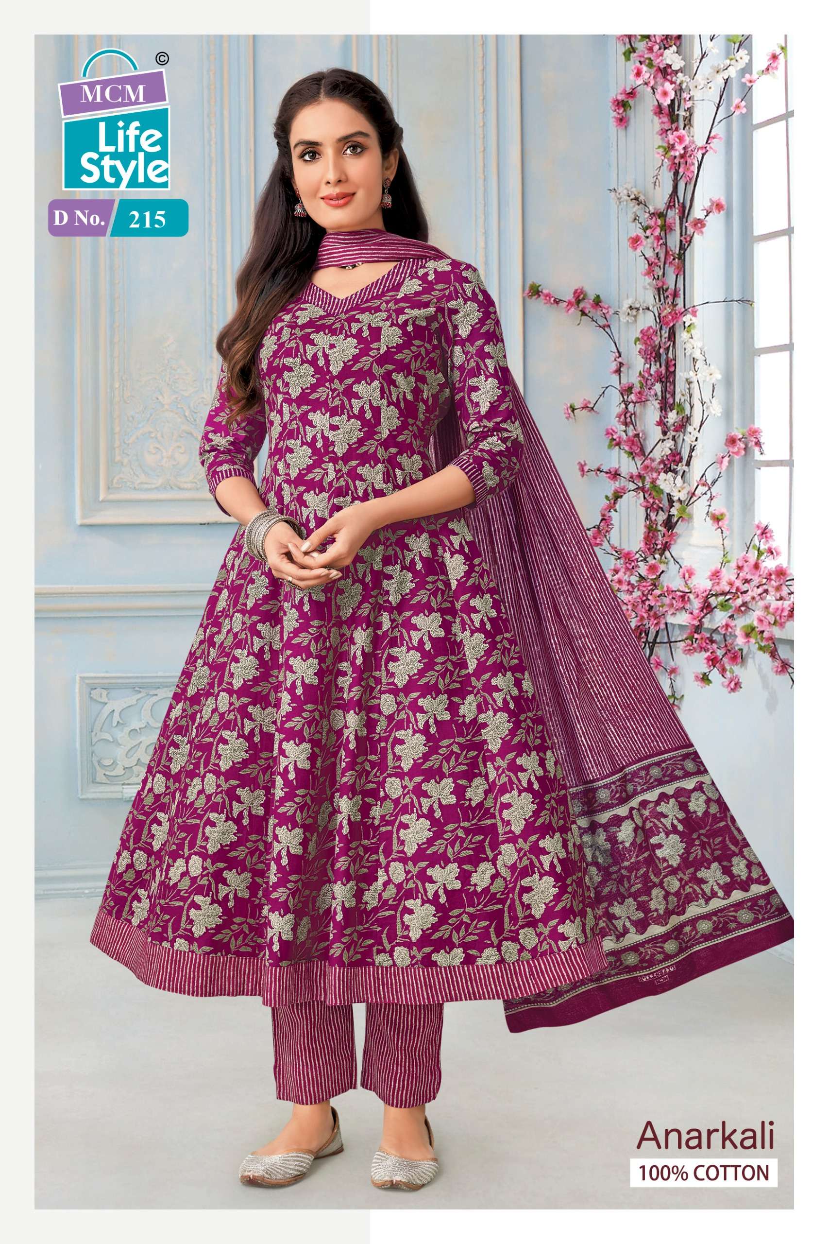 MCM LIFESTYLE ANARKALI VOL 2 COTTON PRINT KURTI COMBO SET 