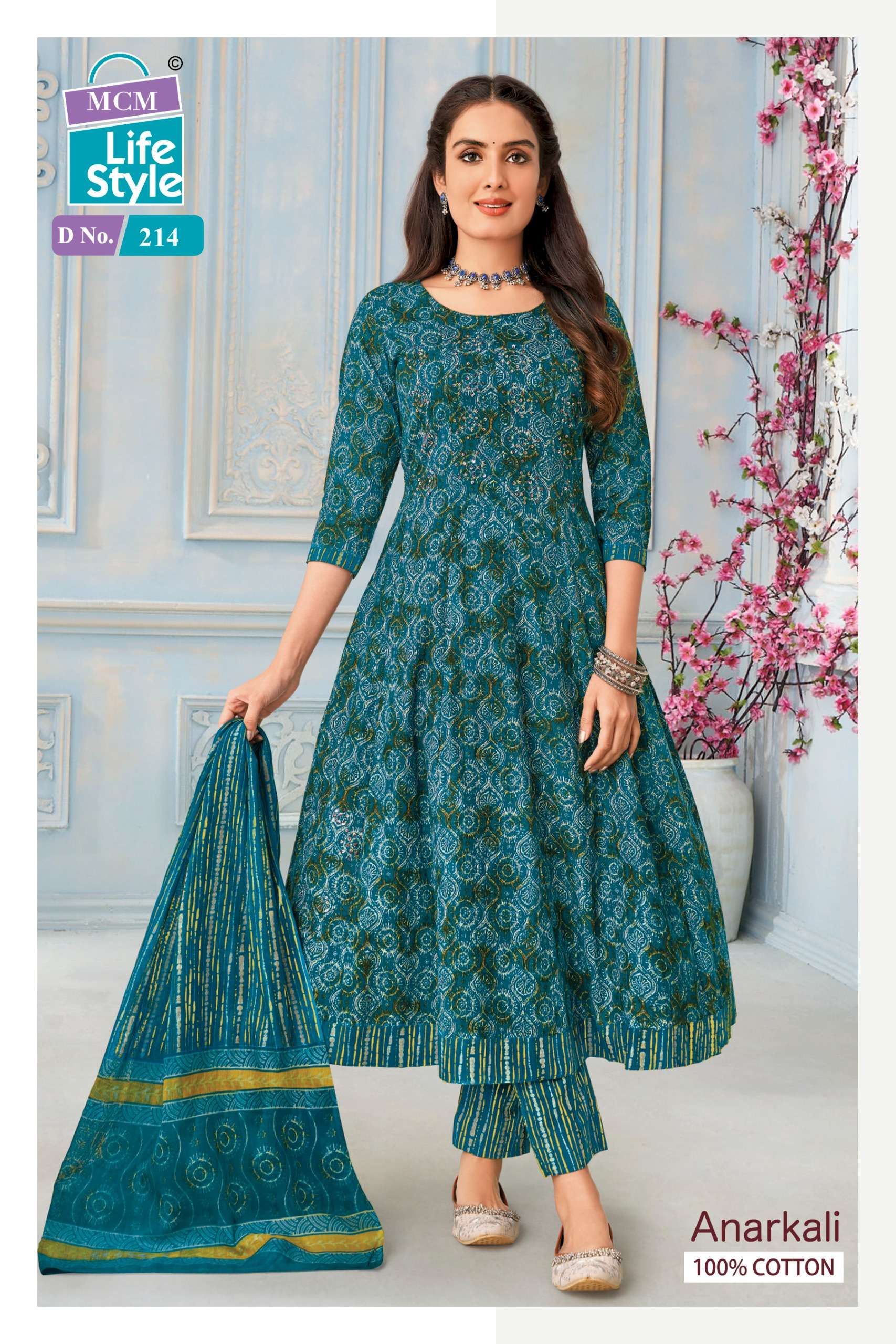 MCM LIFESTYLE ANARKALI VOL 2 COTTON PRINT KURTI COMBO SET 