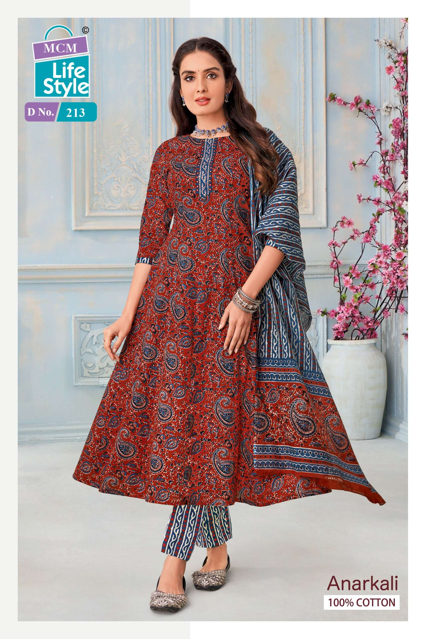 MCM LIFESTYLE ANARKALI VOL 2 COTTON PRINT KURTI COMBO SET 