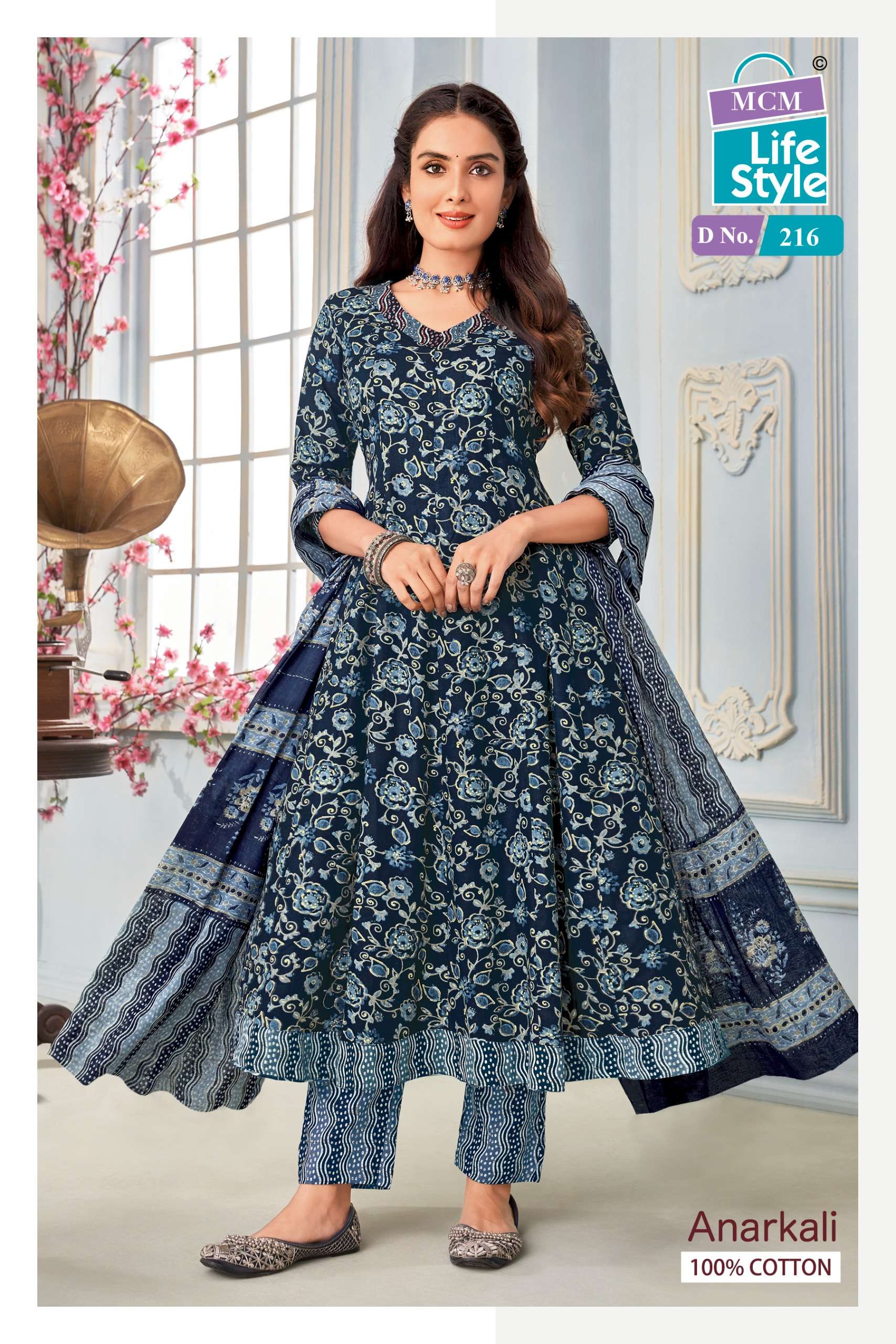 MCM LIFESTYLE ANARKALI VOL 2 COTTON PRINT KURTI COMBO SET 