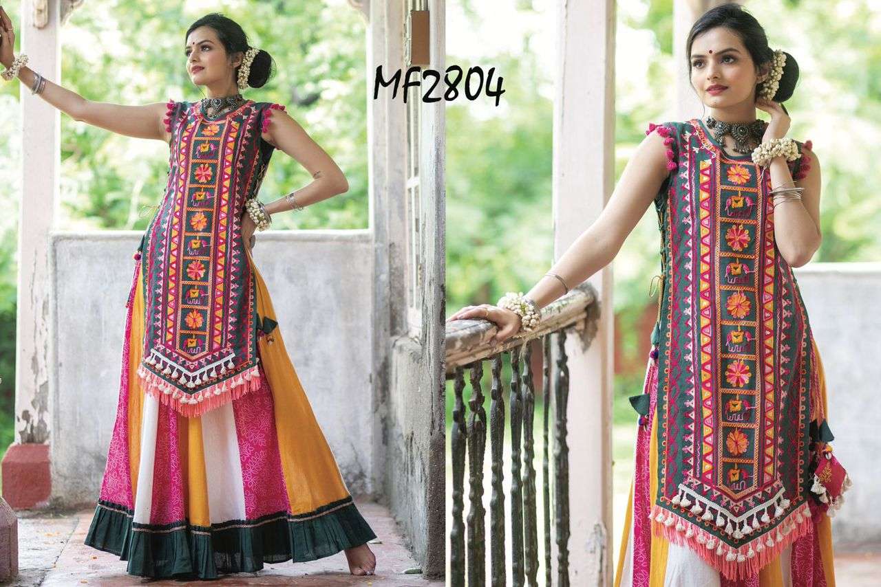 MESMORA ATRANGI KURTI WITH COLOURFUL SKIRT NAVRATRI WEAR COLLECTION