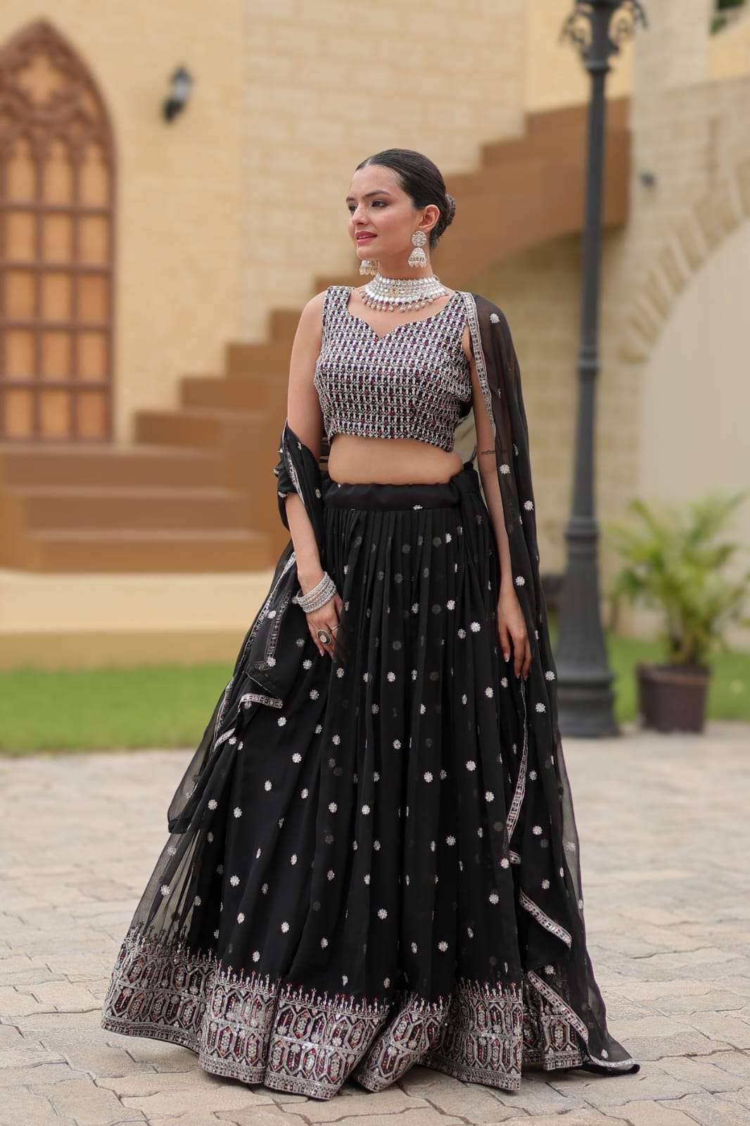 MF GULNAZ GEORGETTE EMBROIDERY DESIGNER LEHENGA CHOLI