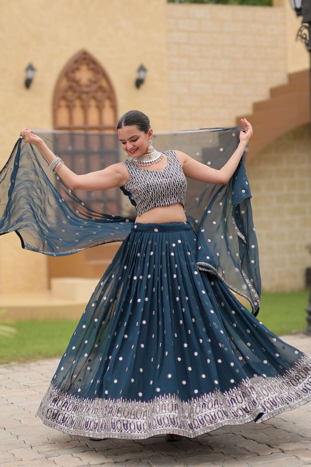 MF GULNAZ GEORGETTE EMBROIDERY DESIGNER LEHENGA CHOLI