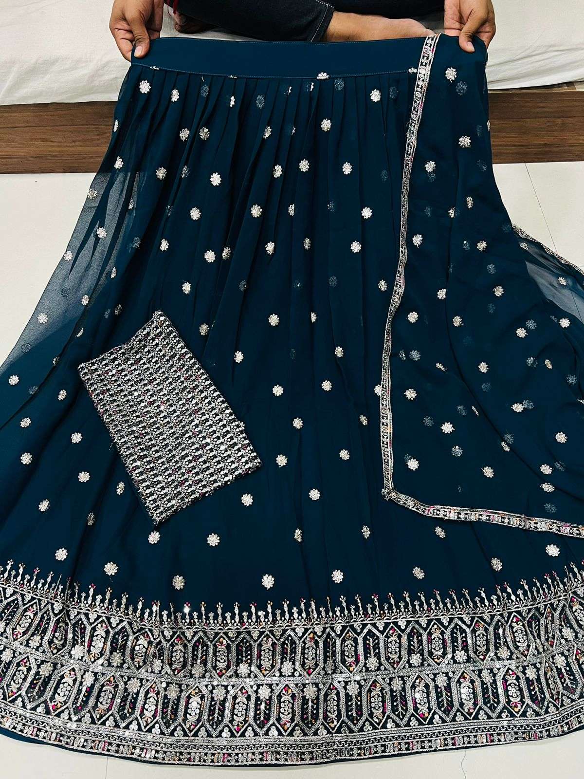 MF GULNAZ GEORGETTE EMBROIDERY DESIGNER LEHENGA CHOLI
