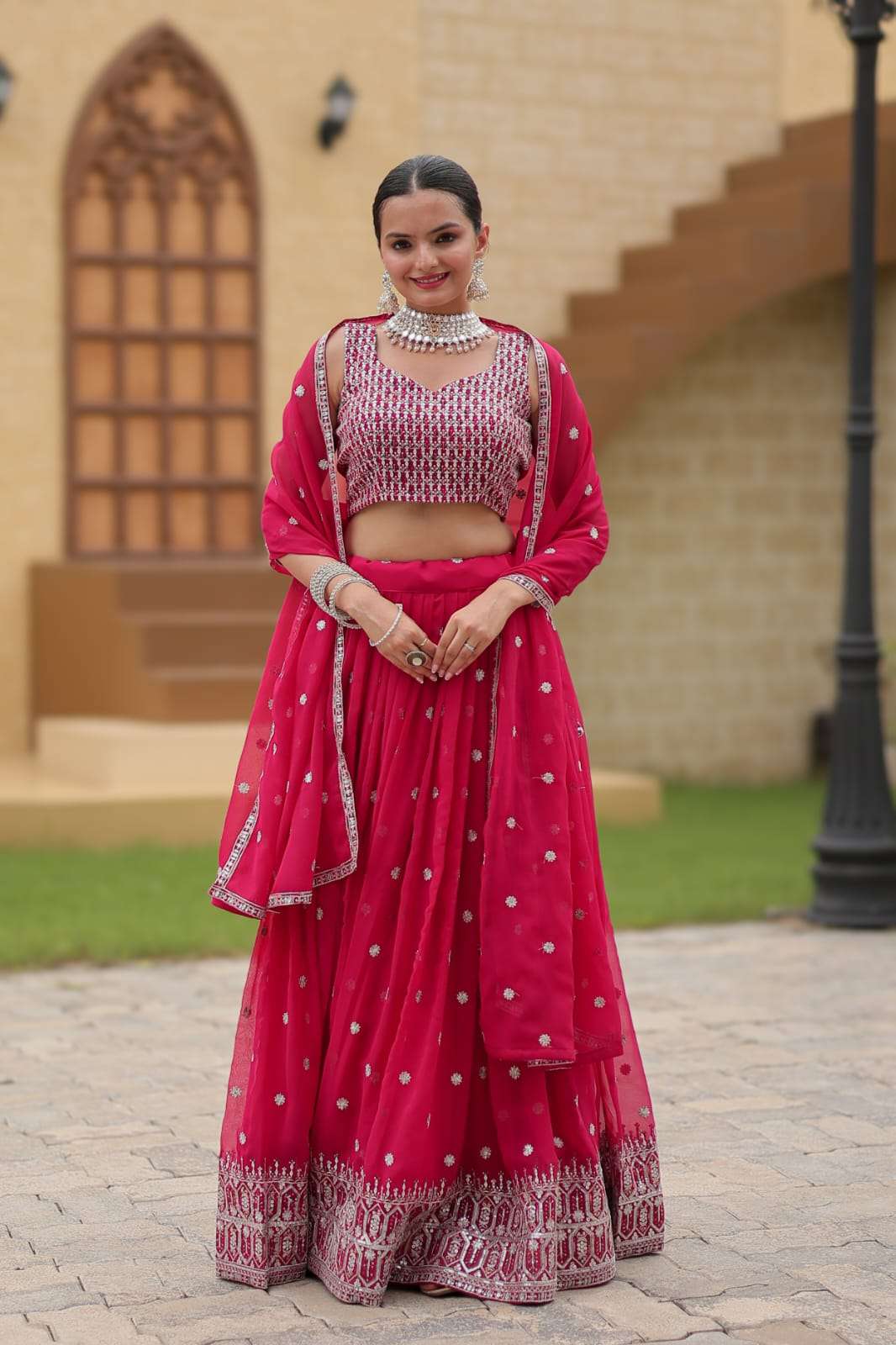 MF GULNAZ GEORGETTE EMBROIDERY DESIGNER LEHENGA CHOLI