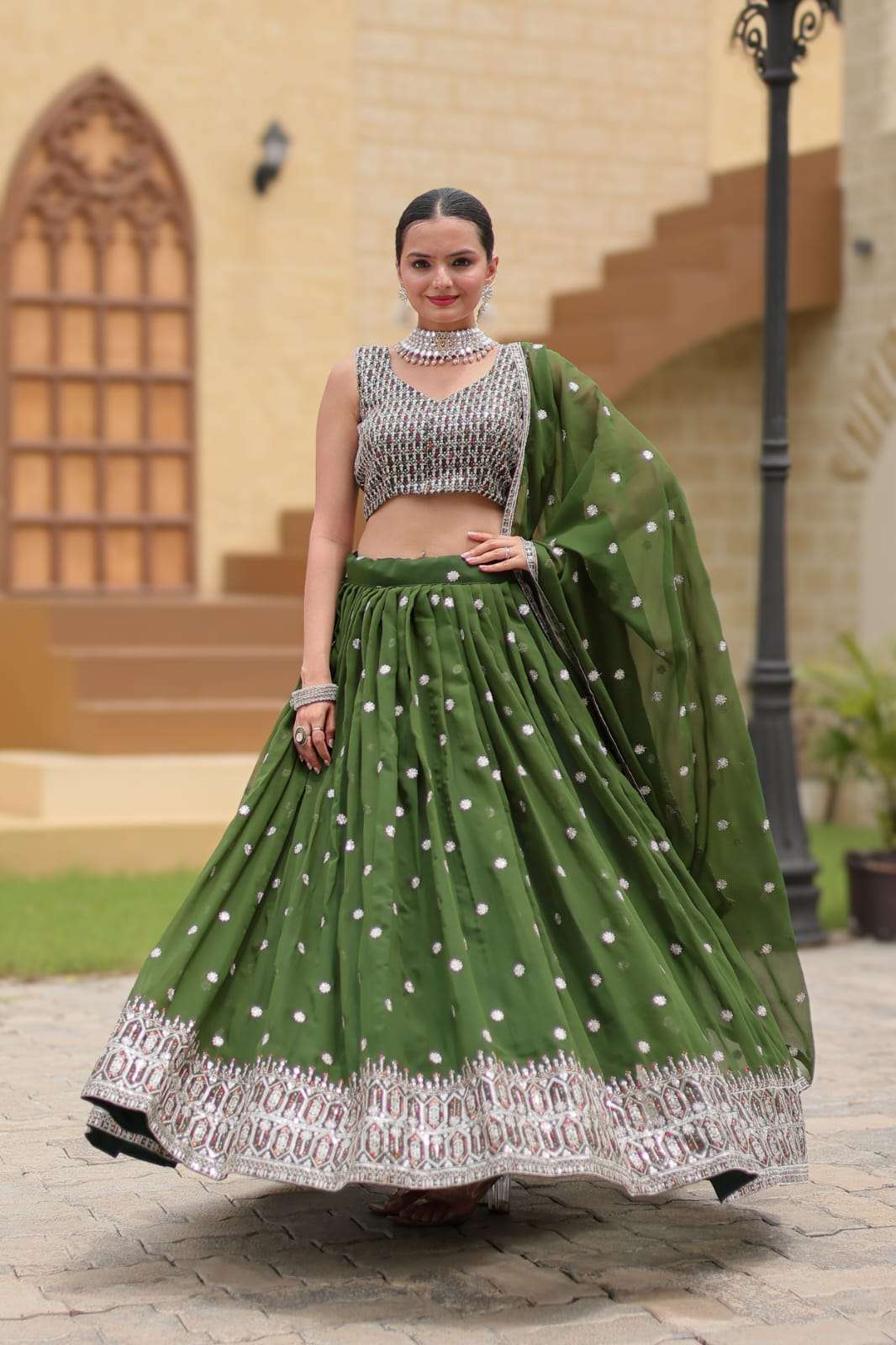MF GULNAZ GEORGETTE EMBROIDERY DESIGNER LEHENGA CHOLI