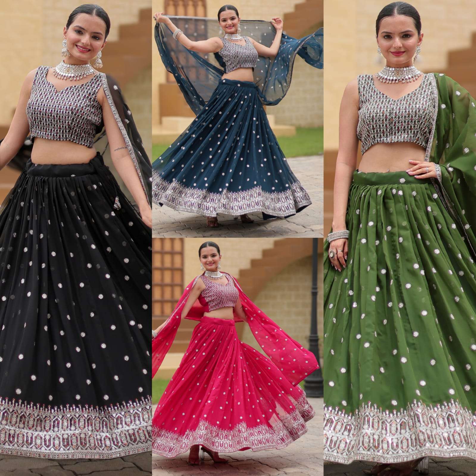 MF GULNAZ GEORGETTE EMBROIDERY DESIGNER LEHENGA CHOLI