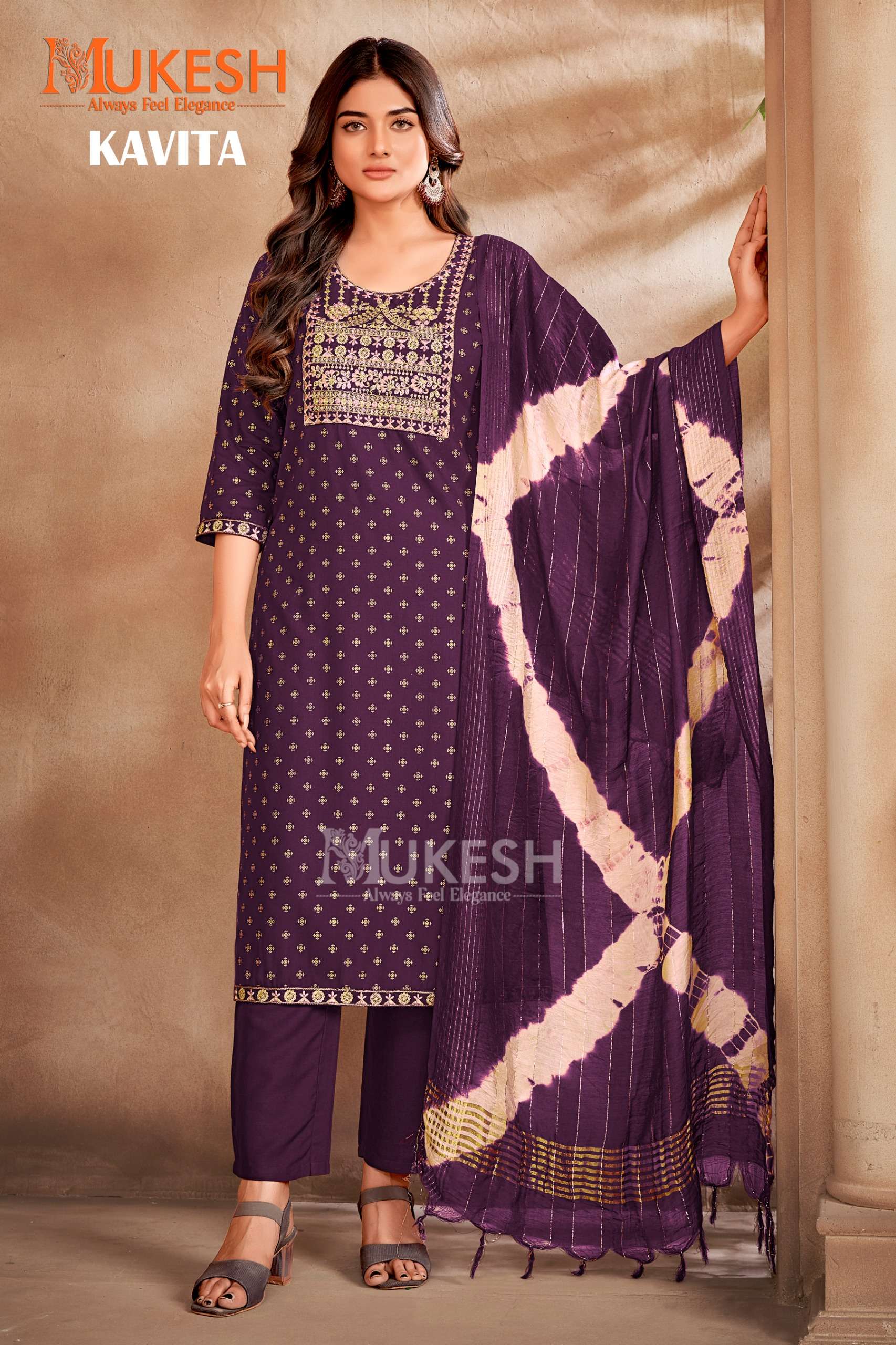 MUKESH KAVITA RAYON FOIL PRINT FANCY LADIES KURTI COMBO SET 