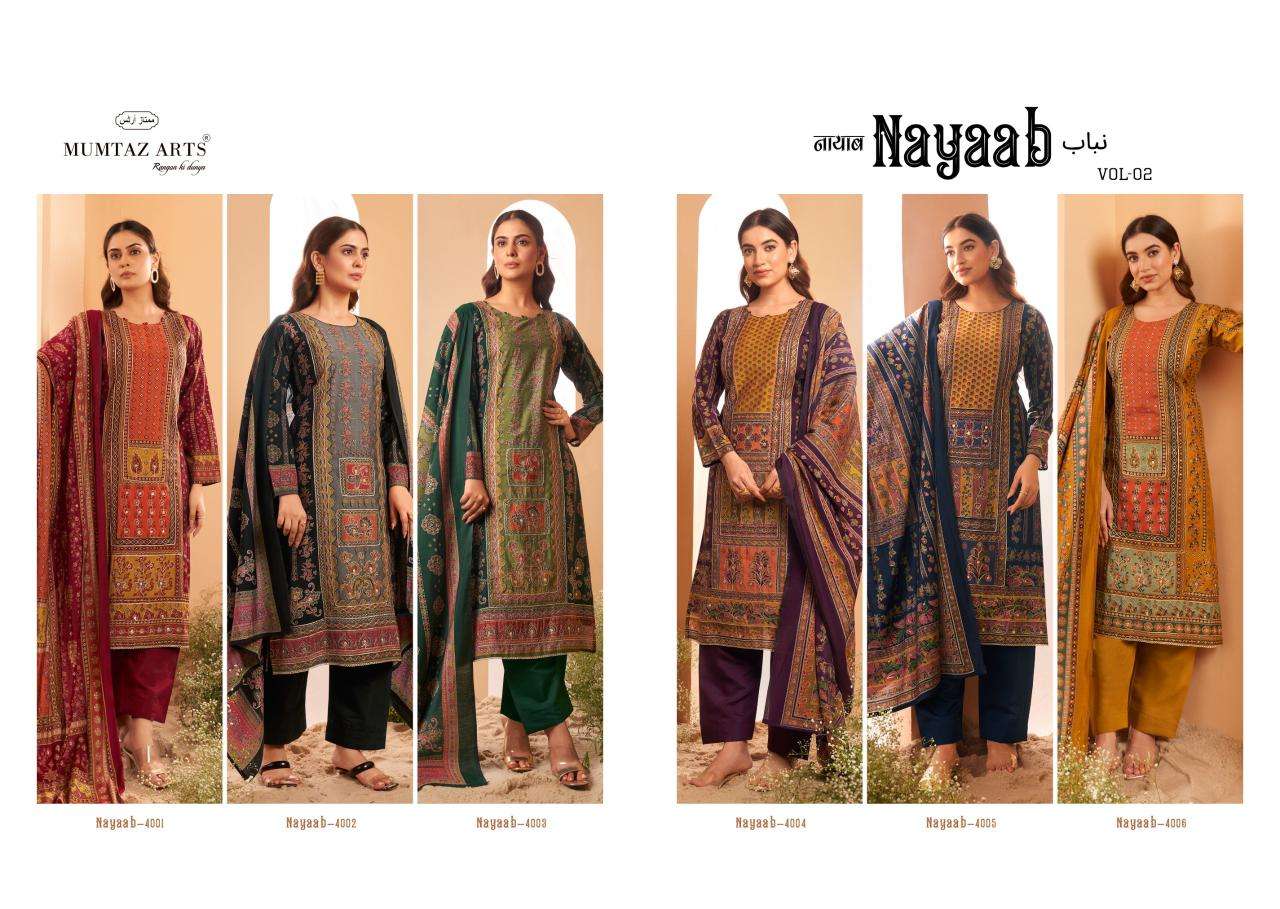 MUMTAZ ARTS NAYAAB VOL 2 VISCOSE EMBROIDERY WORK SUIT