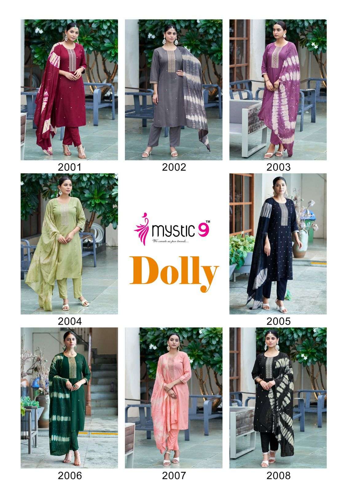 MYSTIC 9  DOLLY VOL 2 RAYON FANCY STRAIGHT CUT KURTI COMBO SET 