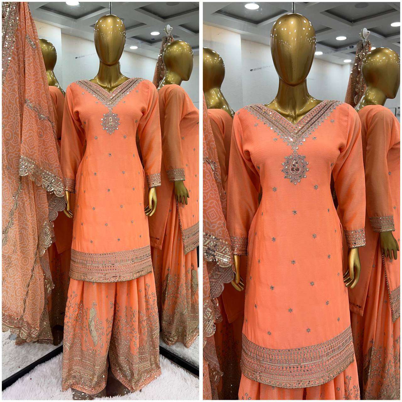 NSR 821 PEACH SHADE BEAUTIFUL SHARARA SUIT