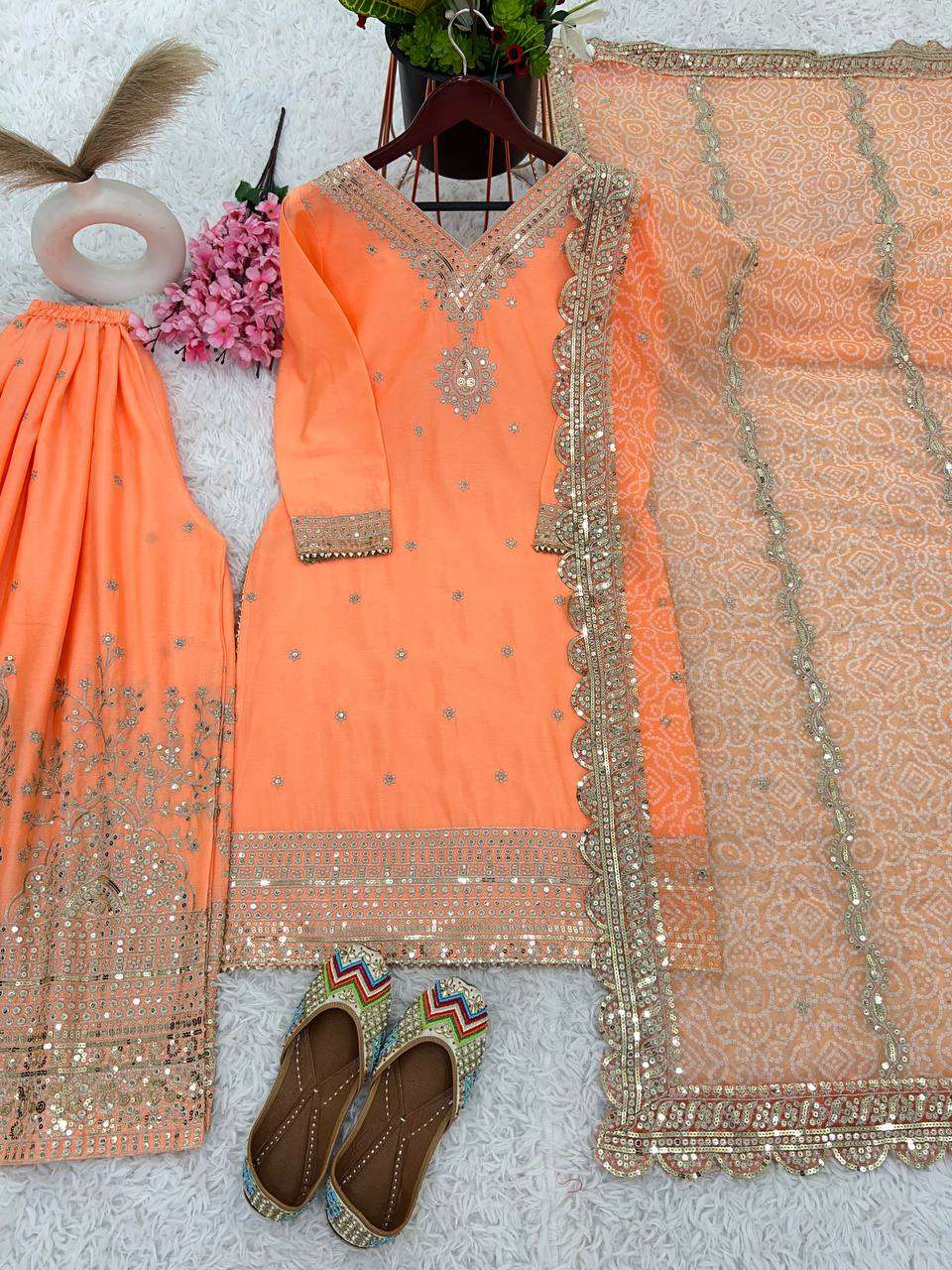 NSR 821 PEACH SHADE BEAUTIFUL SHARARA SUIT