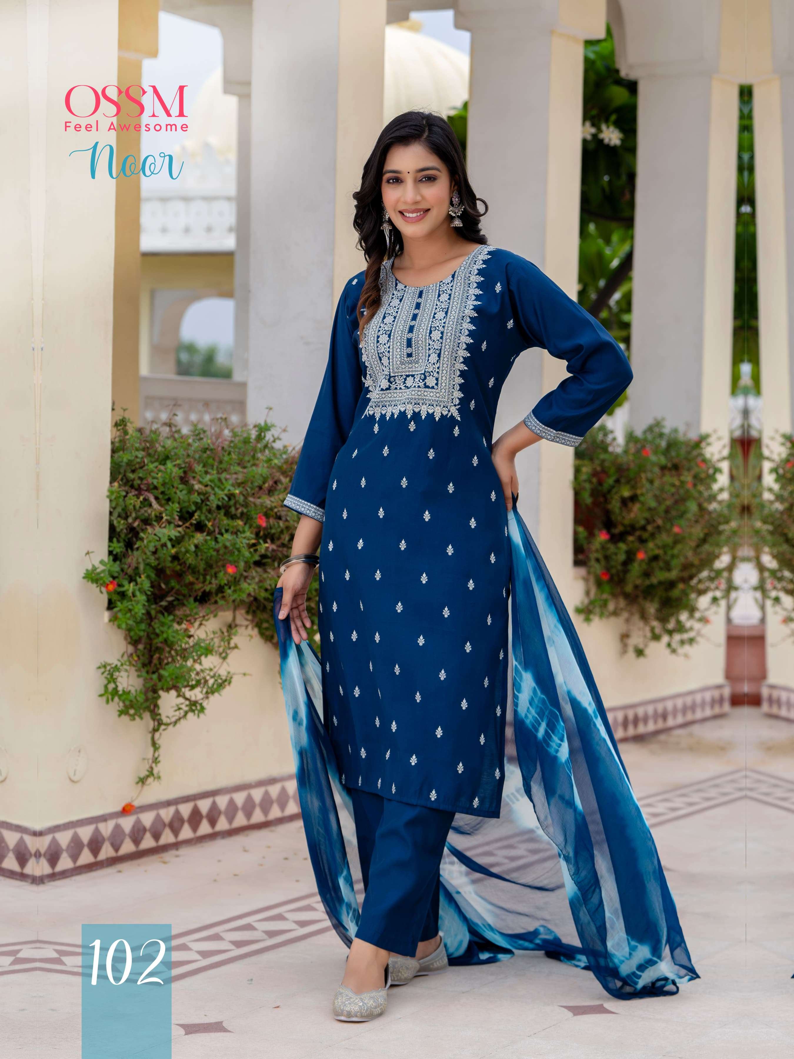 OSSM NOOR VISCOSE SILK FANCY KURTI COMBO SET 