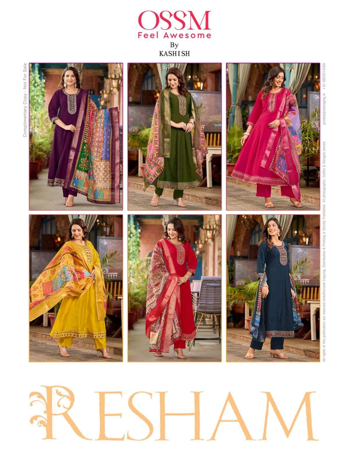 OSSM RESHAM VISCOSE FANCY NAIRA STYLE KURTI COMBO SET 