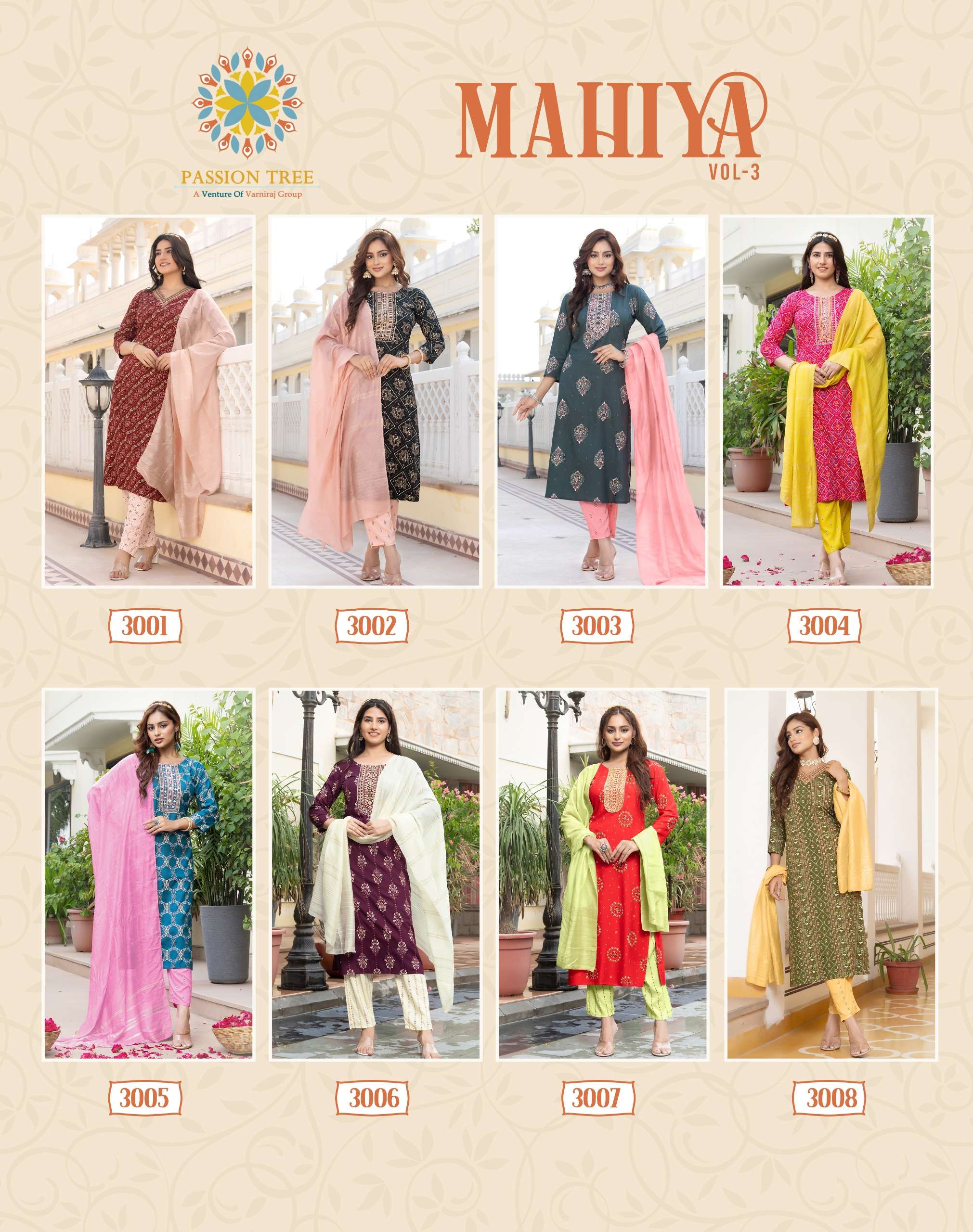 PASSION TREE MAHIYA VOL 3 RAYON FANCY KURTI COMBO SET 