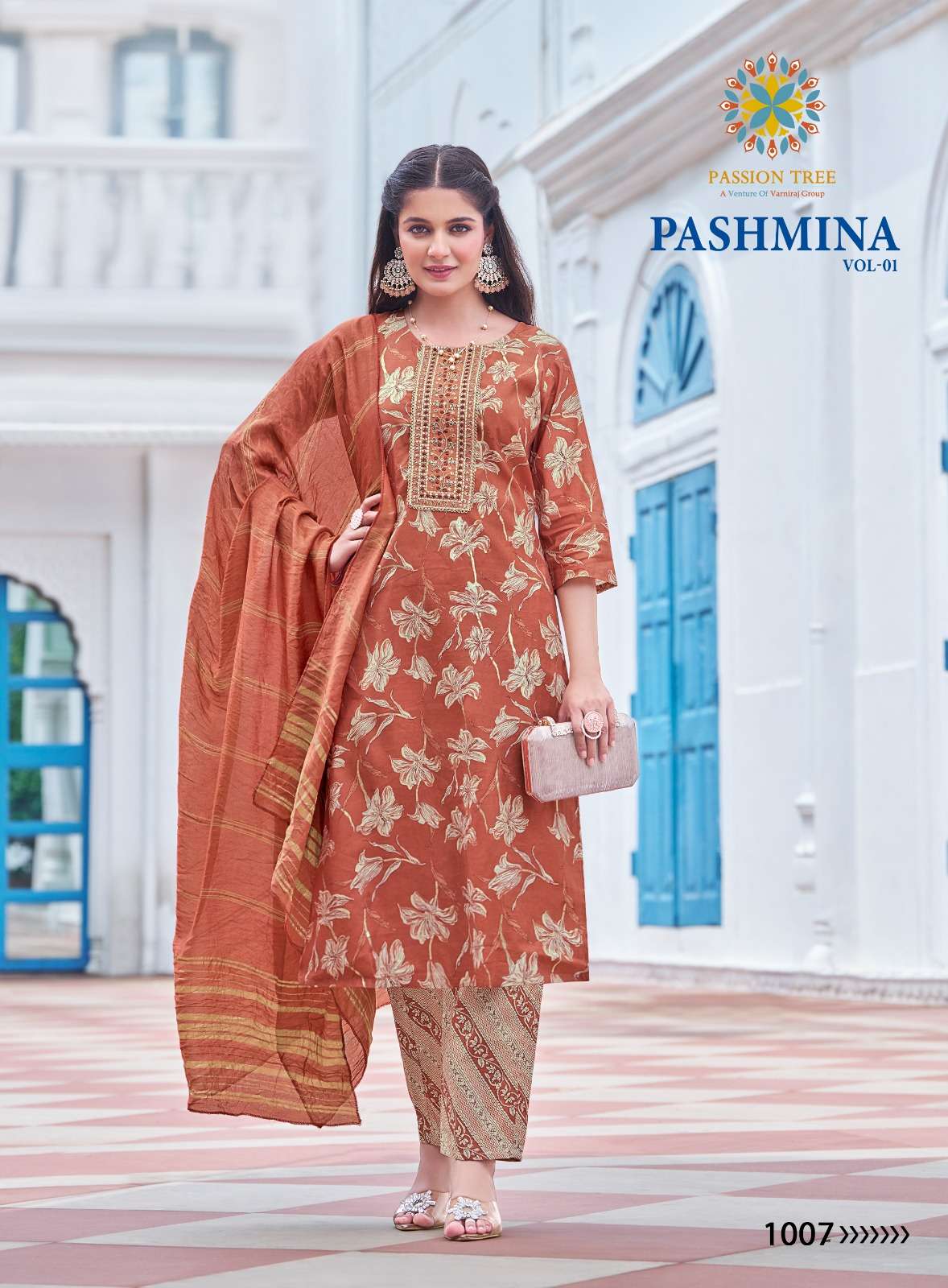 PASSION TREE PASHMINA VOL 1 MODAL PRINT FABRIC FANCY KURTI COMBO SET 
