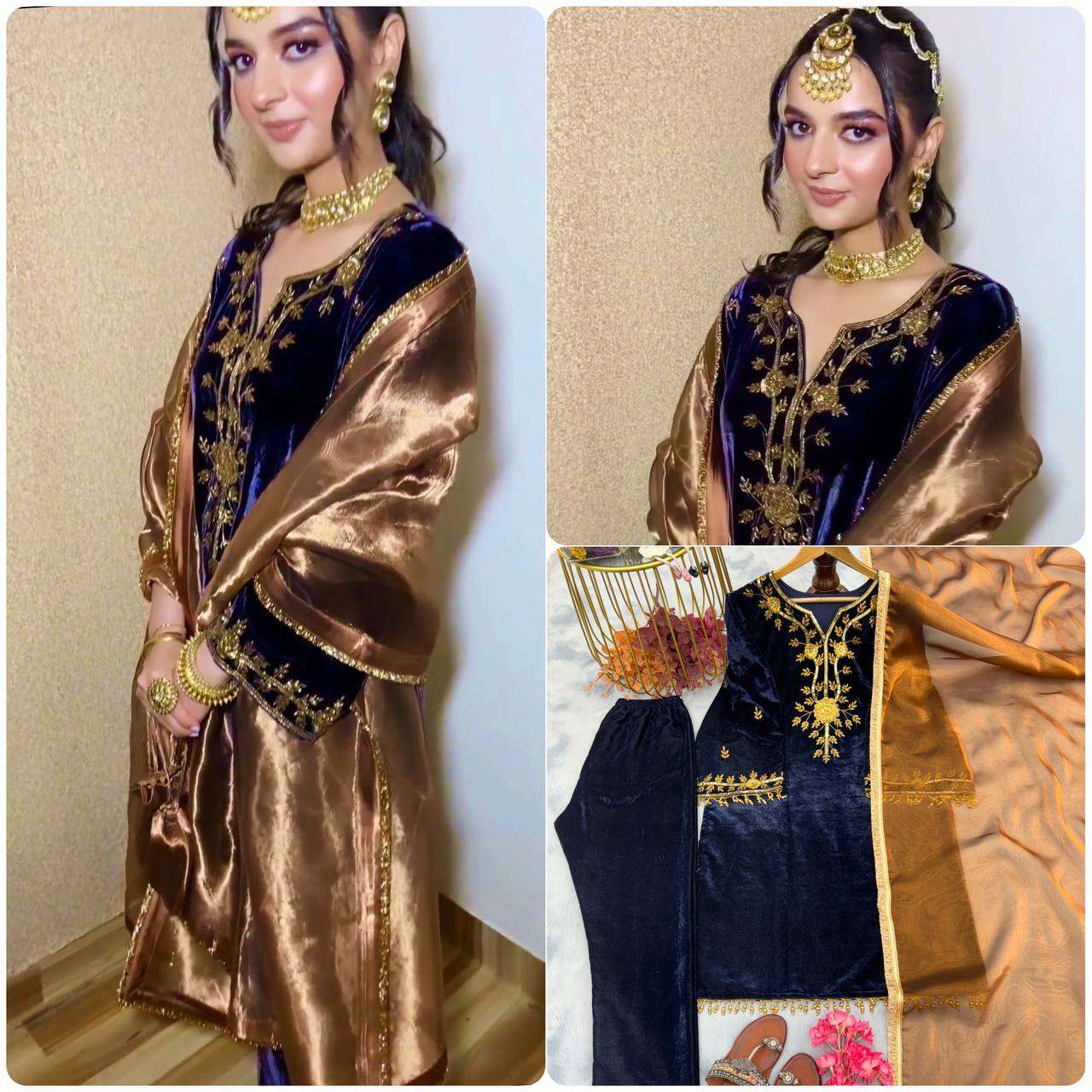 PD 1066 VELVET FANCY DESIGNER  TOP BOTTOM AND DUPATTA 
