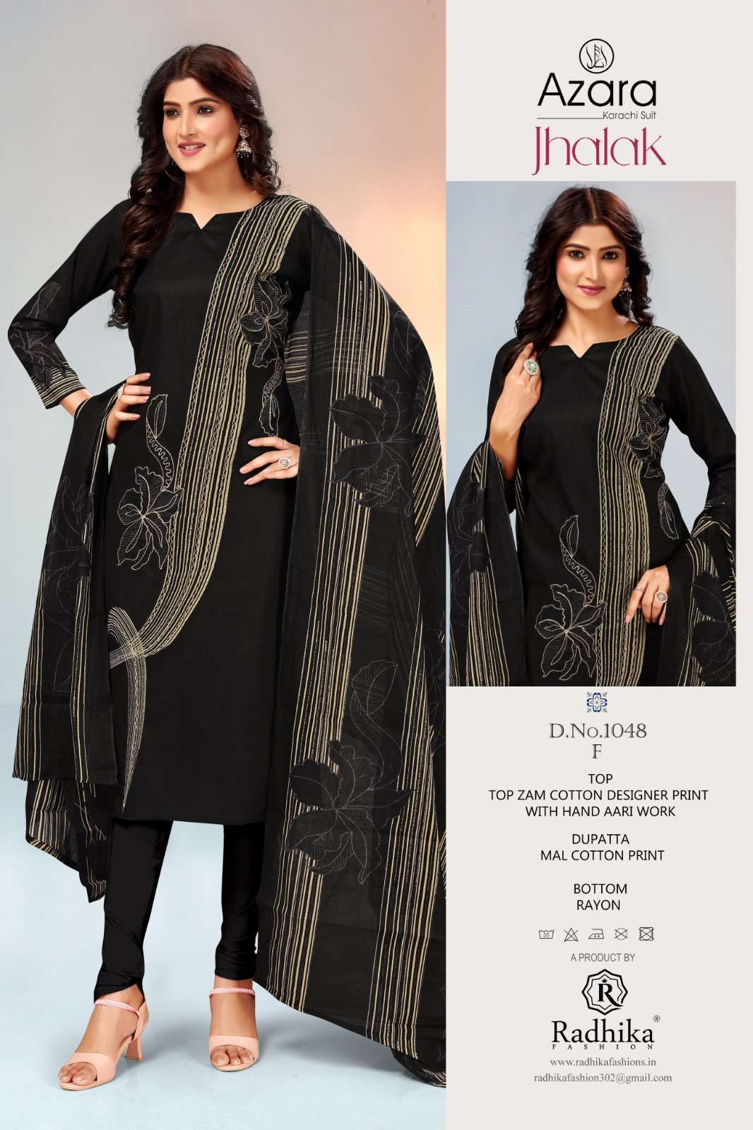 RADHIKA FAHION AZARA JHALAK JAM COTTON FANCY WORK SUIT