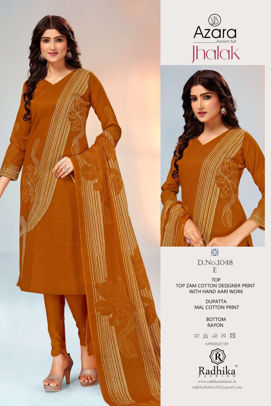 RADHIKA FAHION AZARA JHALAK JAM COTTON FANCY WORK SUIT