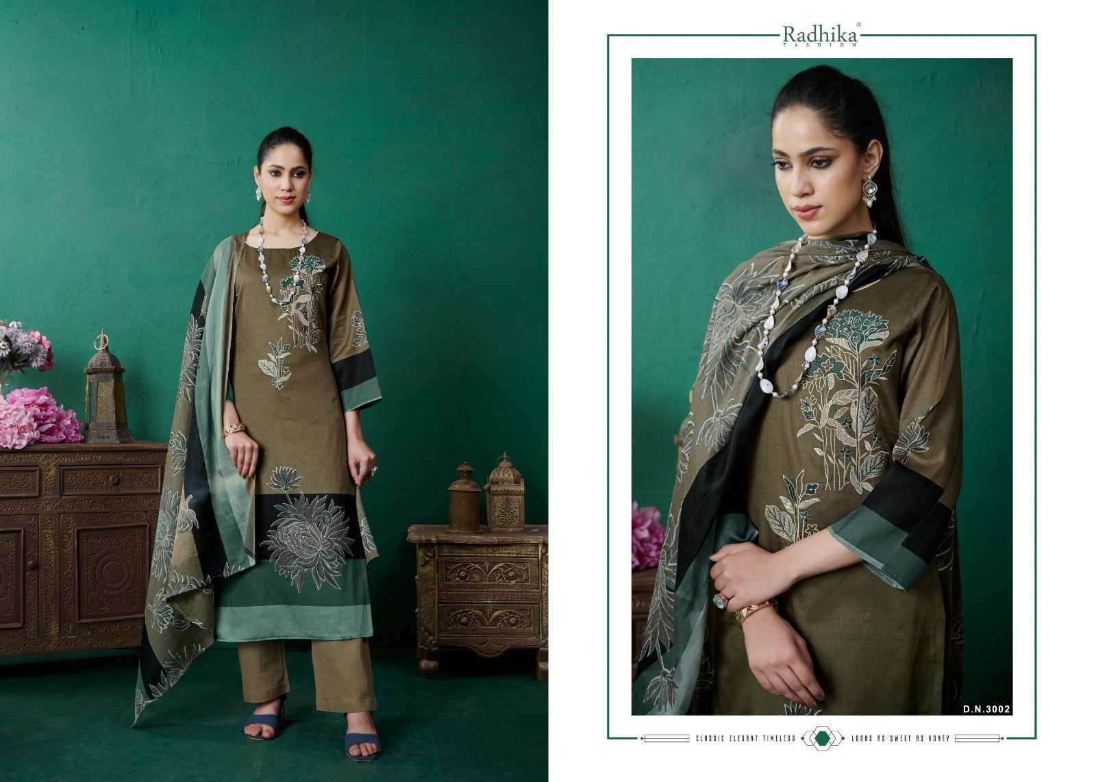 RADHIKA FASHION AZARA MAHEK JAM COTTON FANCY WORK SUIT