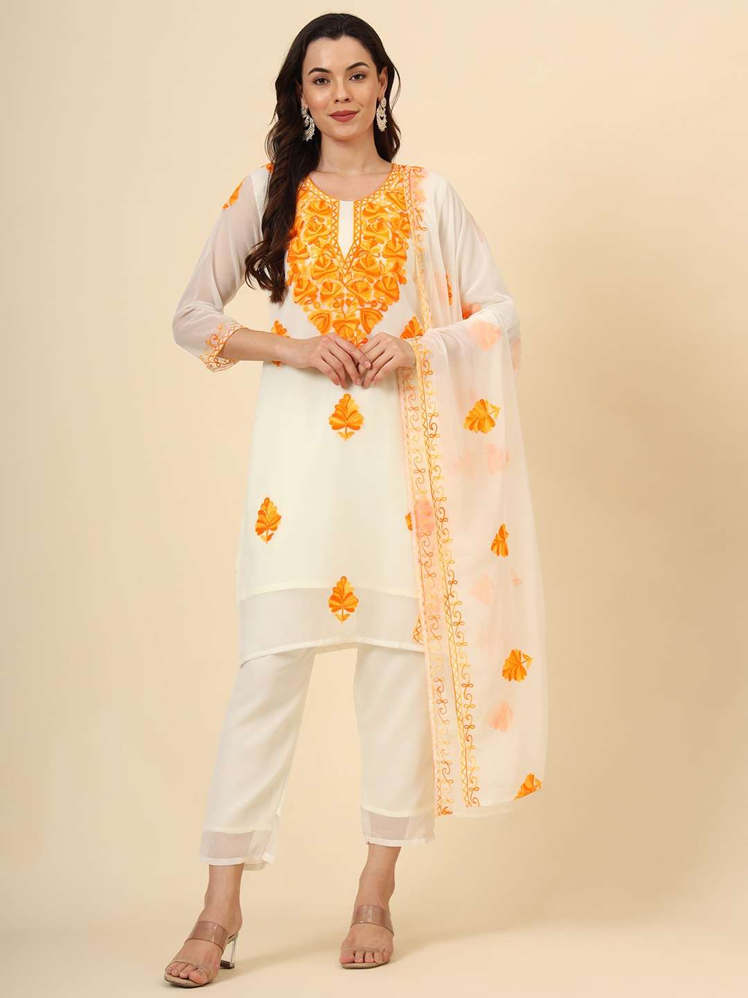 RAJLAXMI LUCKNOWI WORK FANCY KURTI COMBO SET 