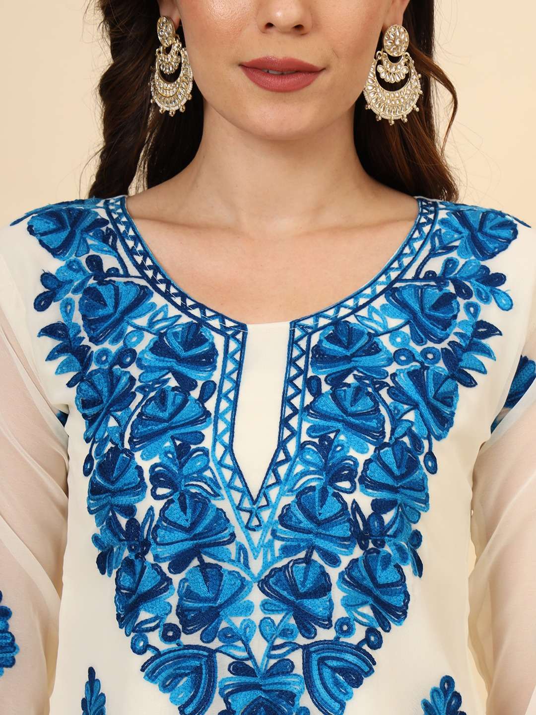 RAJLAXMI LUCKNOWI WORK FANCY KURTI COMBO SET 